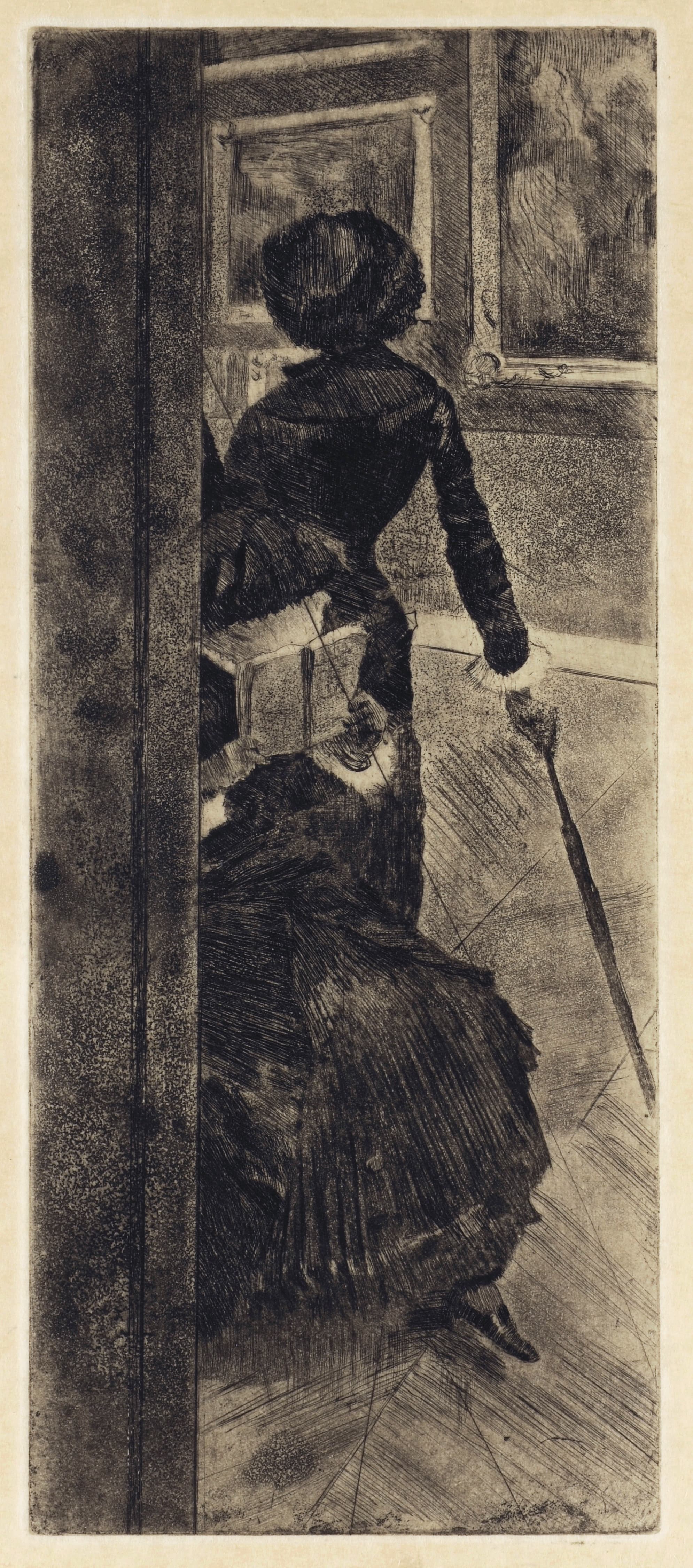 《玛丽·卡萨特在卢浮宫；绘画画廊》（Mary Cassatt at the Louvre; The Paintings Gallery）｜埃德加·德加 Edgar Degas｜1879–80