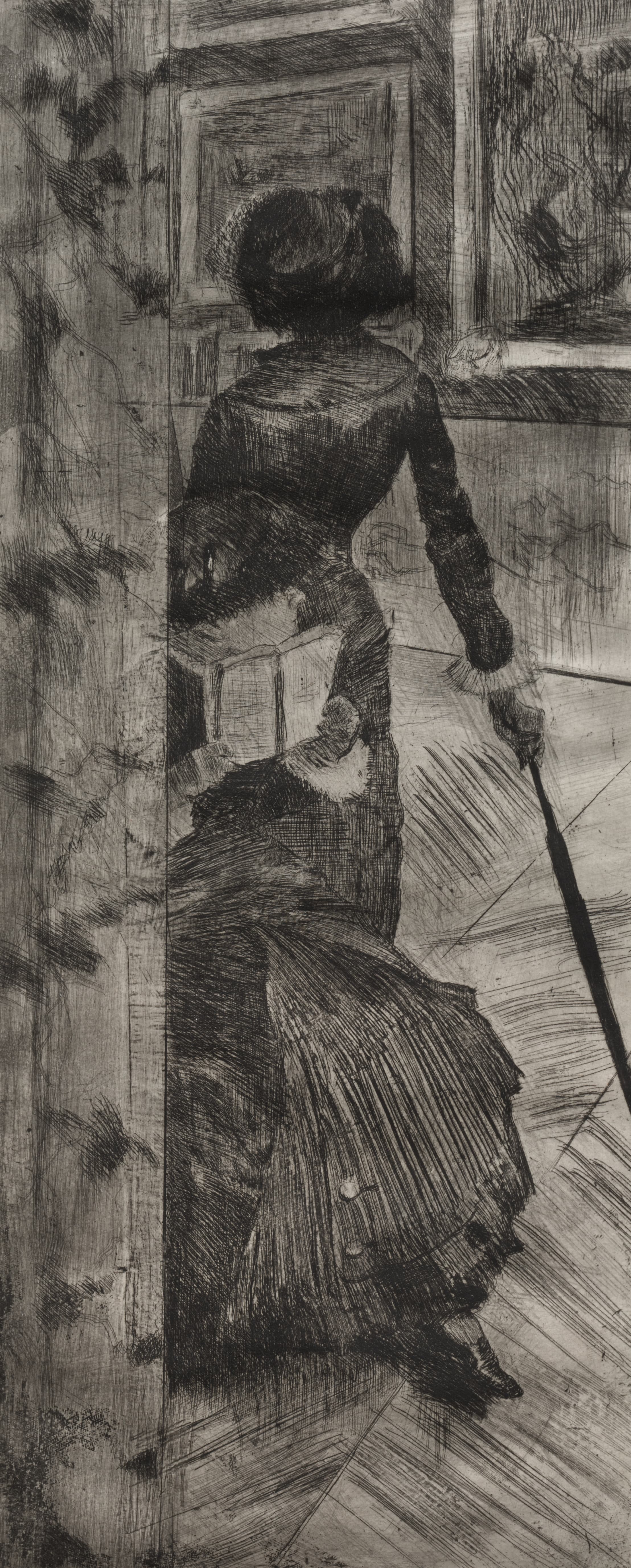 《玛丽·卡萨特在卢浮宫；绘画画廊》（Mary Cassatt at the Louvre; The Paintings Gallery）｜埃德加·德加 Edgar Degas｜1879–80