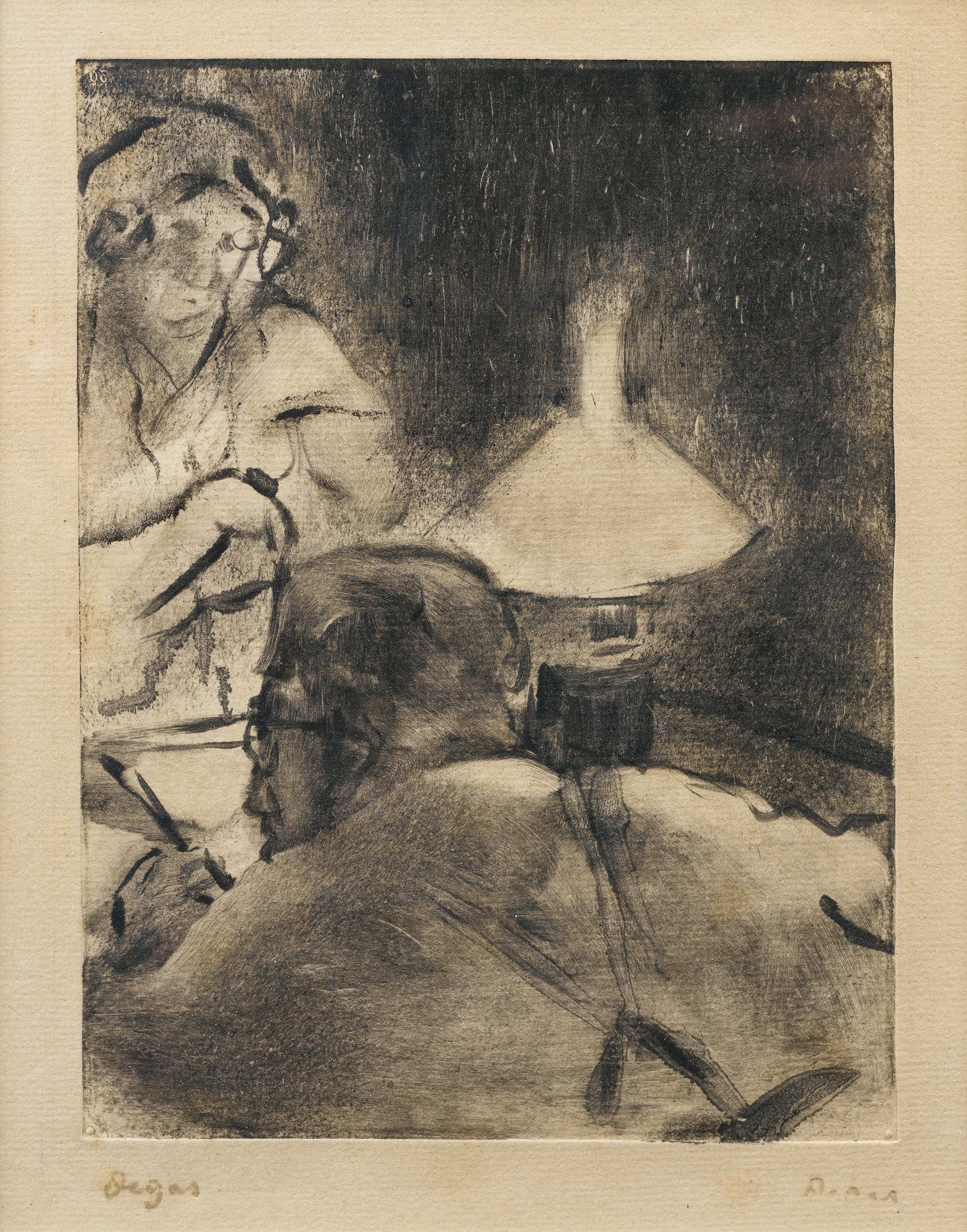《灯下读书（红衣主教先生）》（READING UNDER THE LAMP (M. CARDINAL)）｜埃德加·德加 Edgar Degas｜1880–83