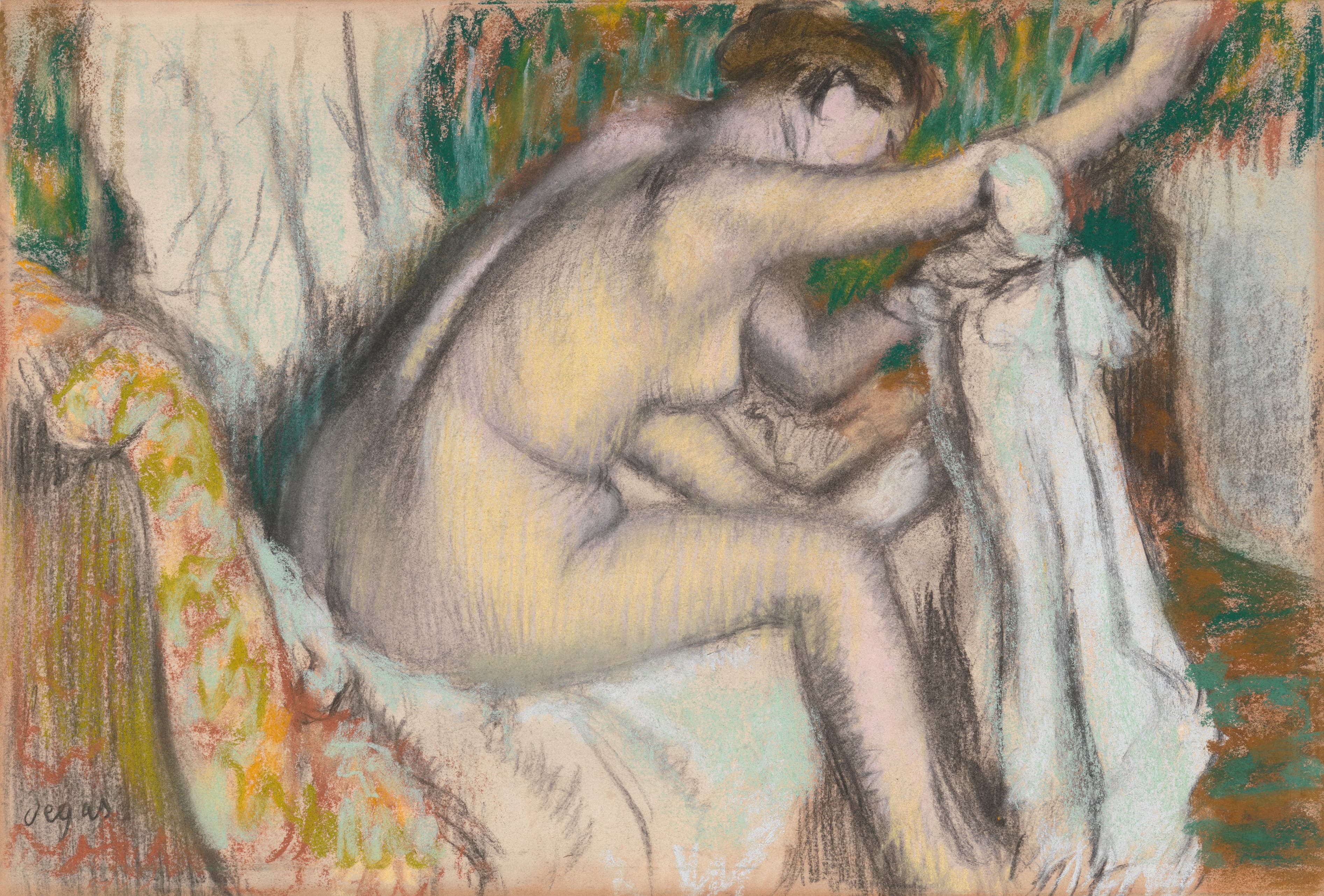 《擦干手臂的女人》（Woman Drying Her Arm）｜埃德加·德加 Edgar Degas｜late 1880s–early 1890s