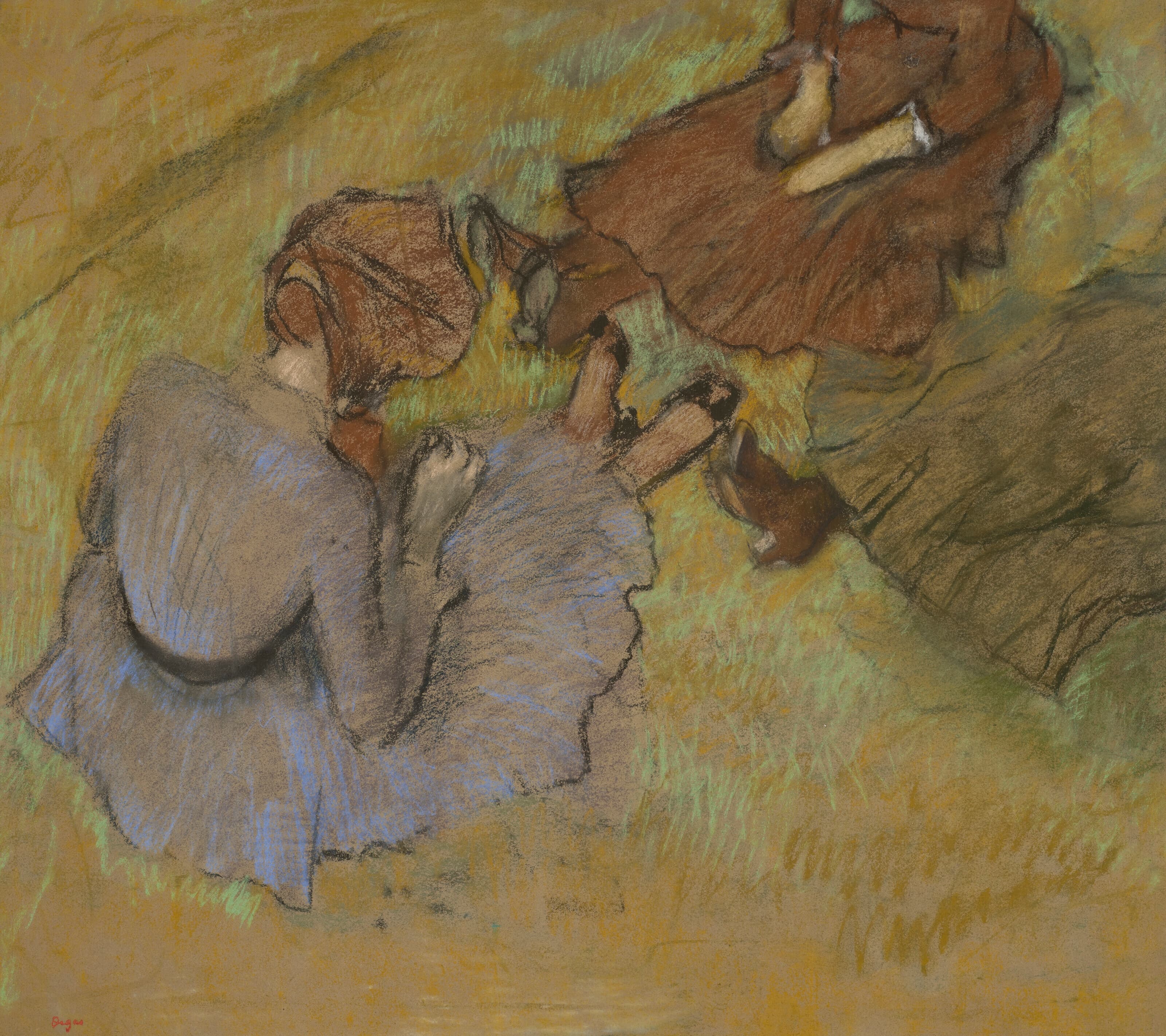 《妇女坐在草地上》（Women sitting on the grass）｜埃德加·德加 Edgar Degas｜约 1882