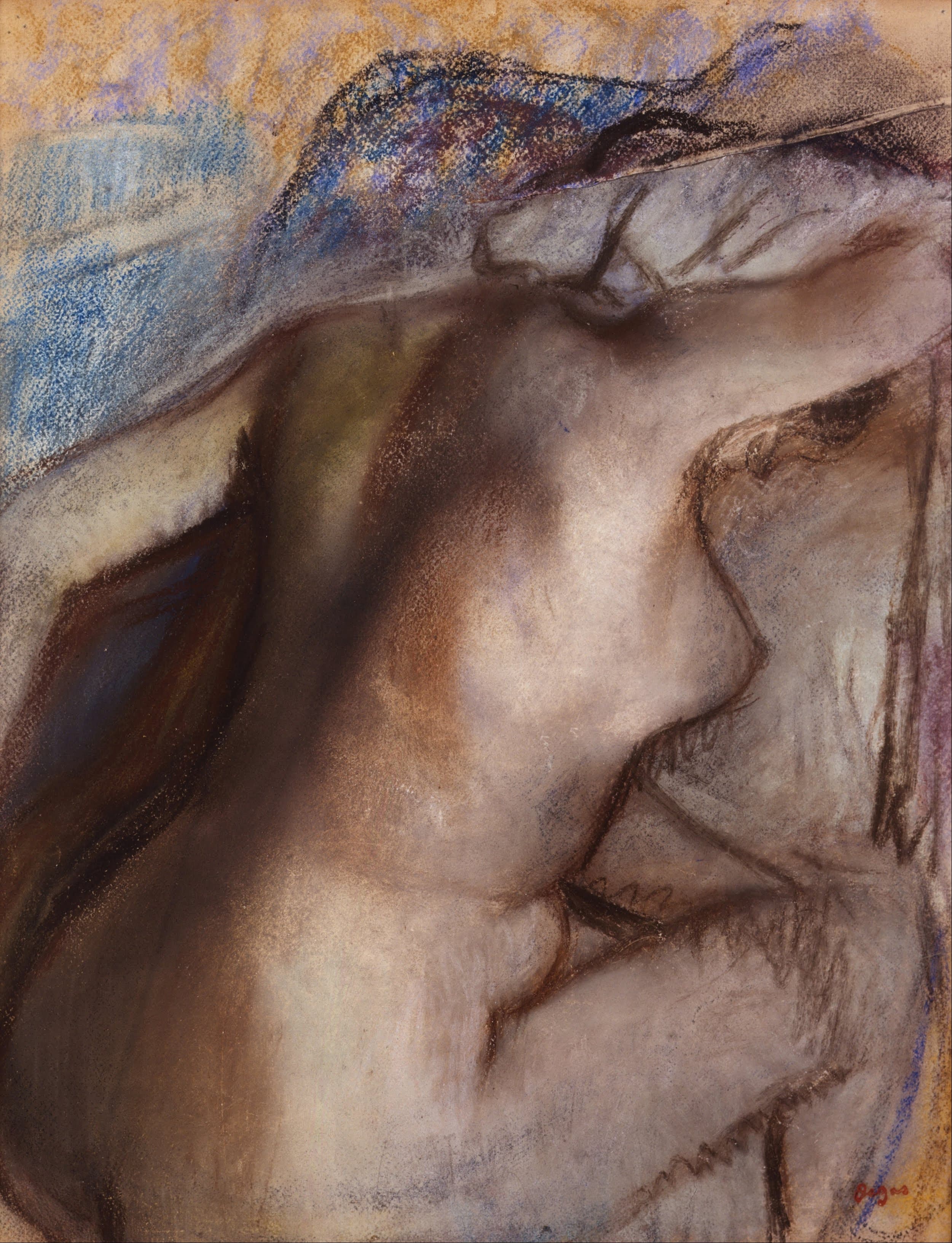 《洗完澡后，女人擦干自己的身体》（After the bath, woman drying herself）｜埃德加·德加 Edgar Degas｜1884–1886
