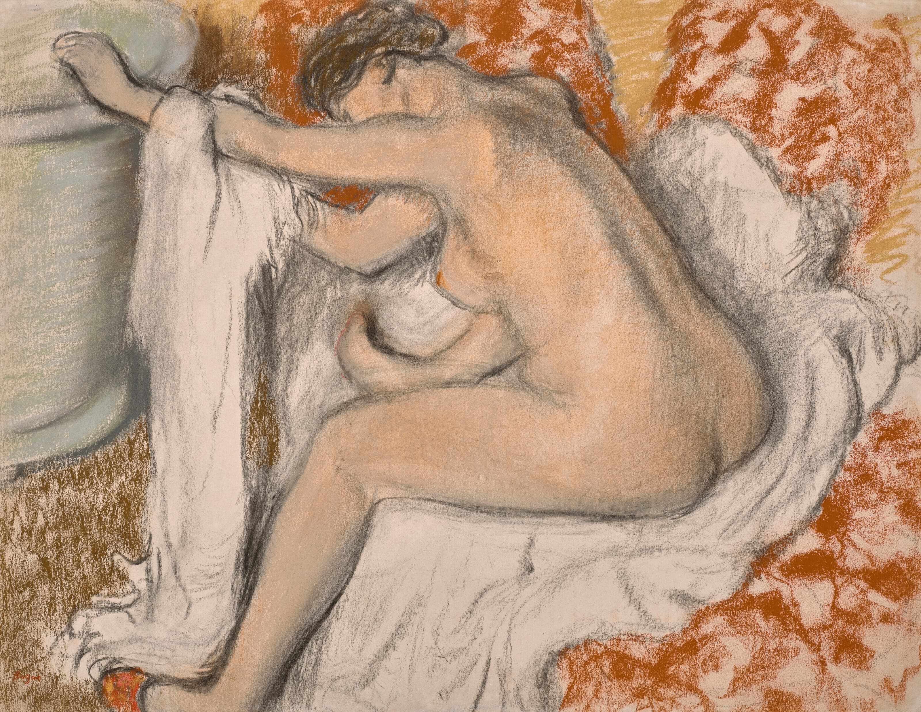 《从浴室出来》（Getting out of the bath）｜埃德加·德加 Edgar Degas｜约 1884
