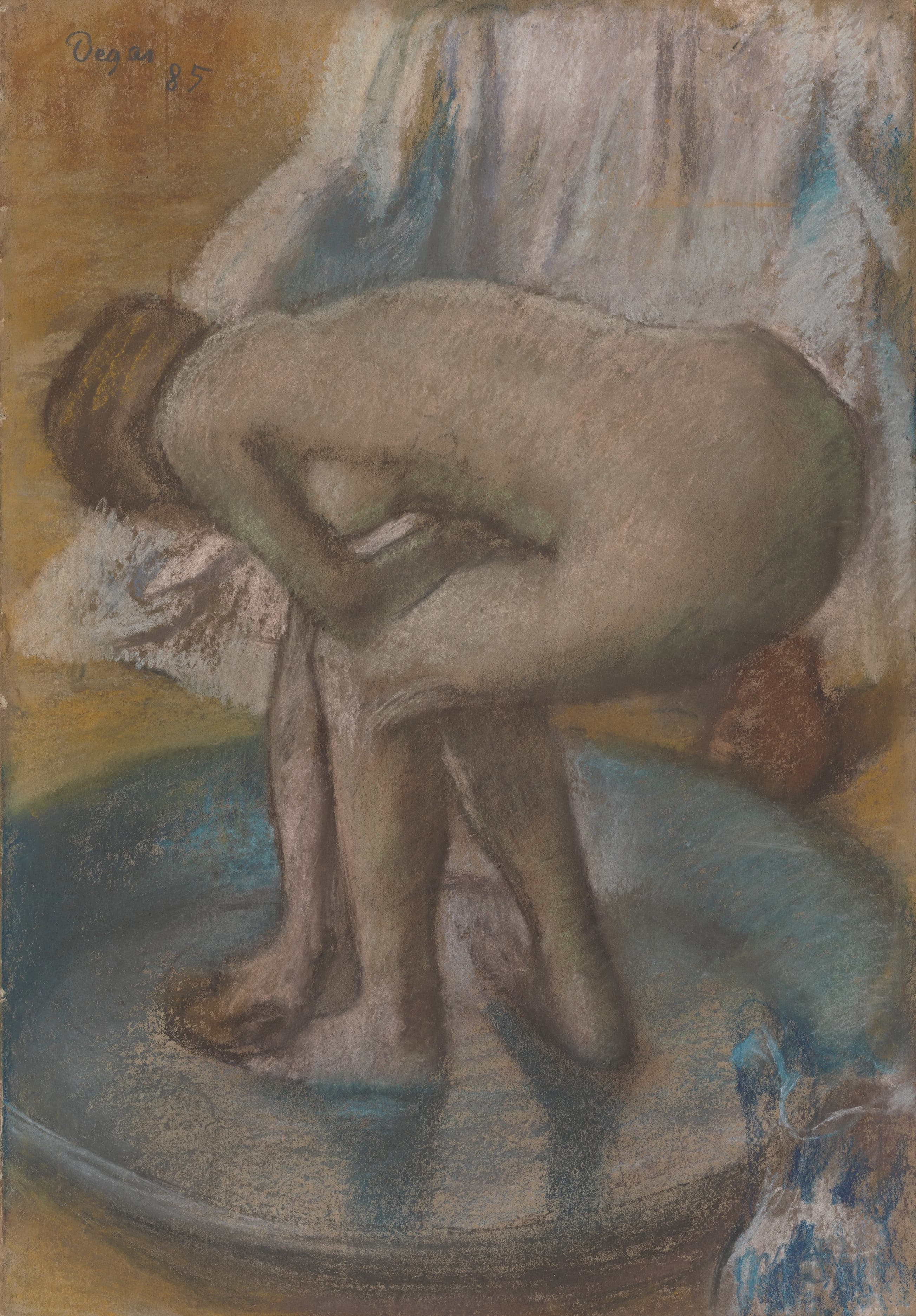 《女人在浅浴缸里洗澡》（Woman Bathing in a Shallow Tub）｜埃德加·德加 Edgar Degas｜1885