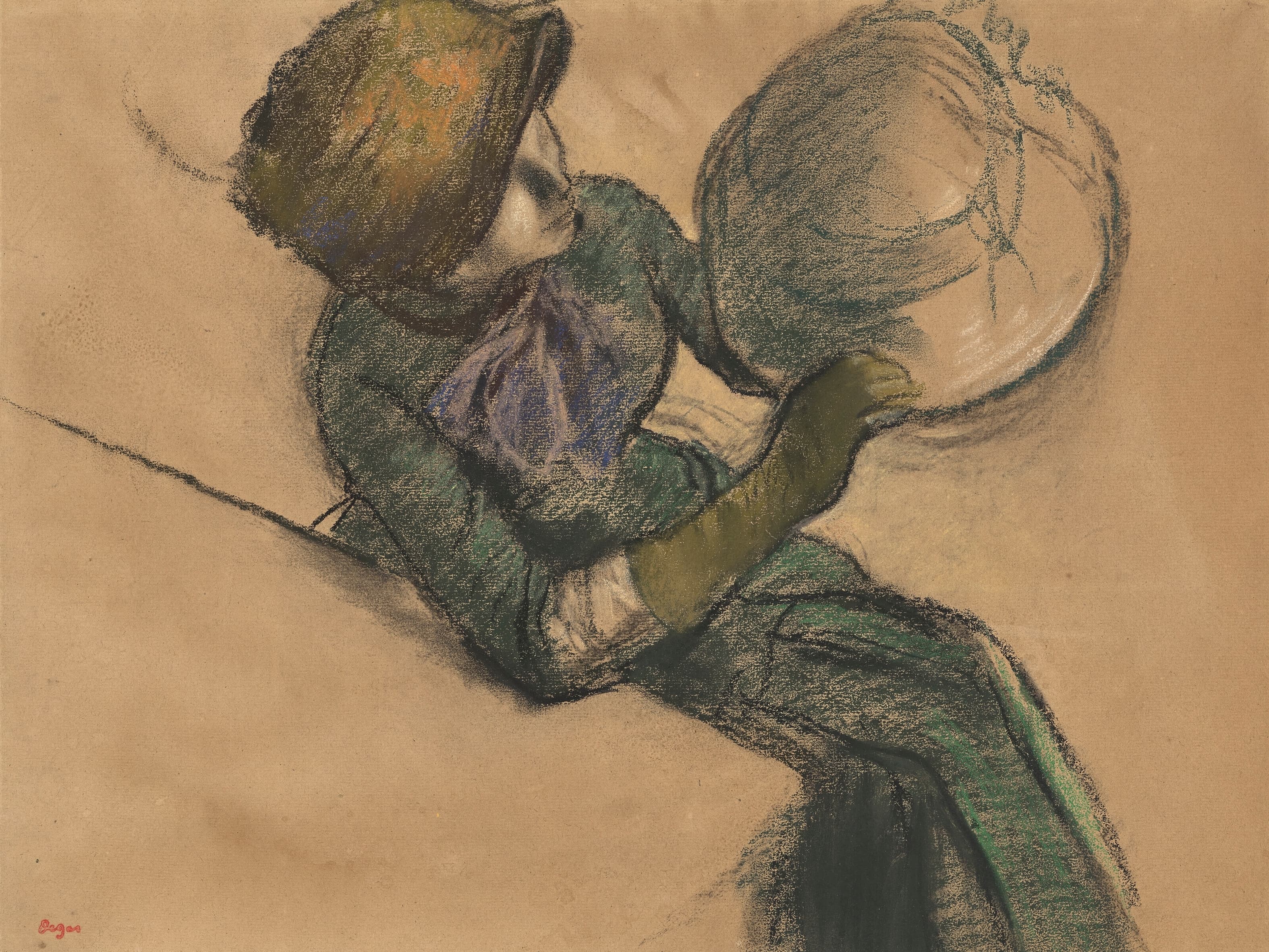 《拿着帽子的女人》（Woman holding a hat）｜埃德加·德加 Edgar Degas｜约 1885