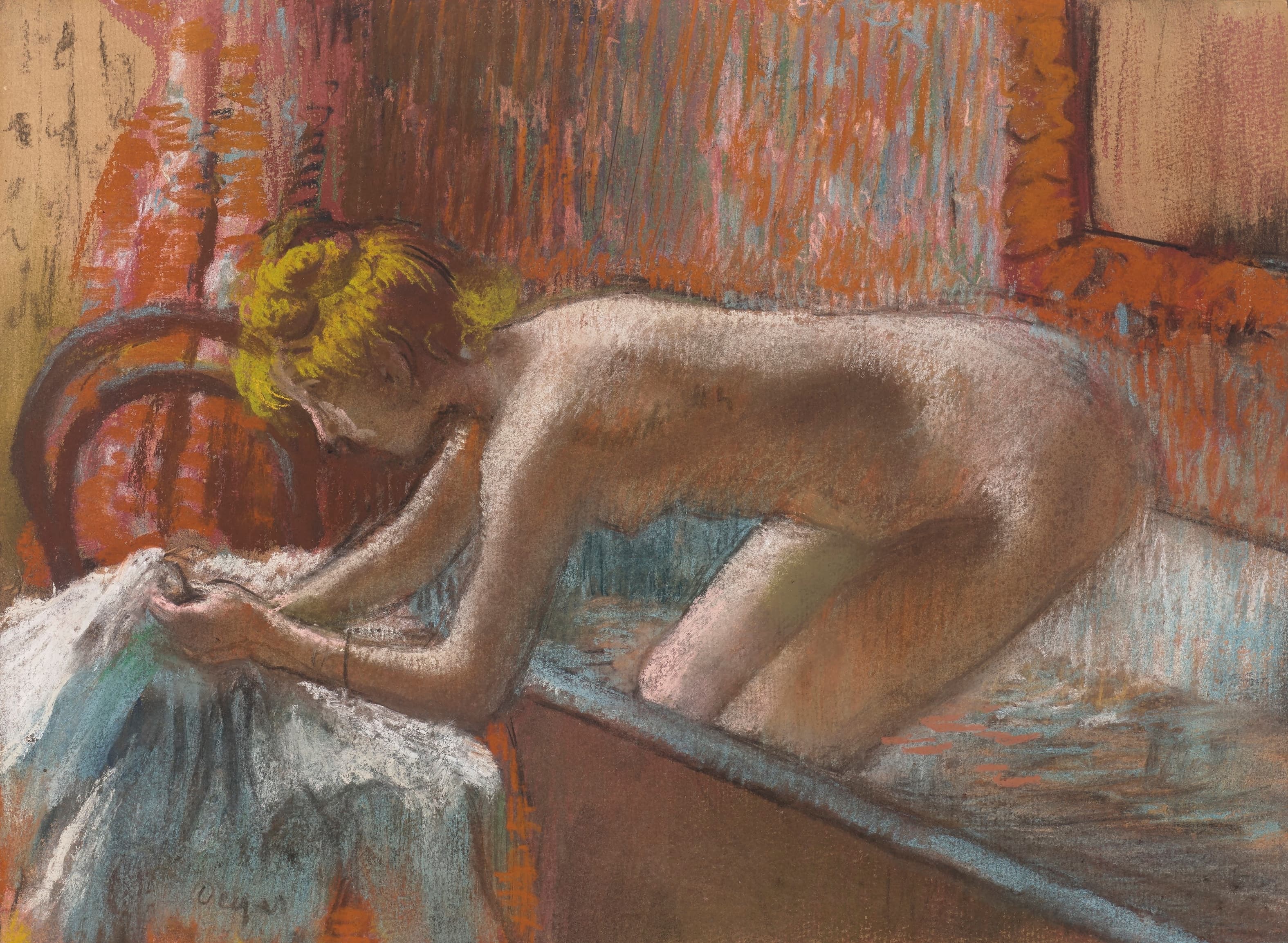 《从浴缸里出来的女人》（Woman coming out of the bath）｜埃德加·德加 Edgar Degas｜约 1886–1889
