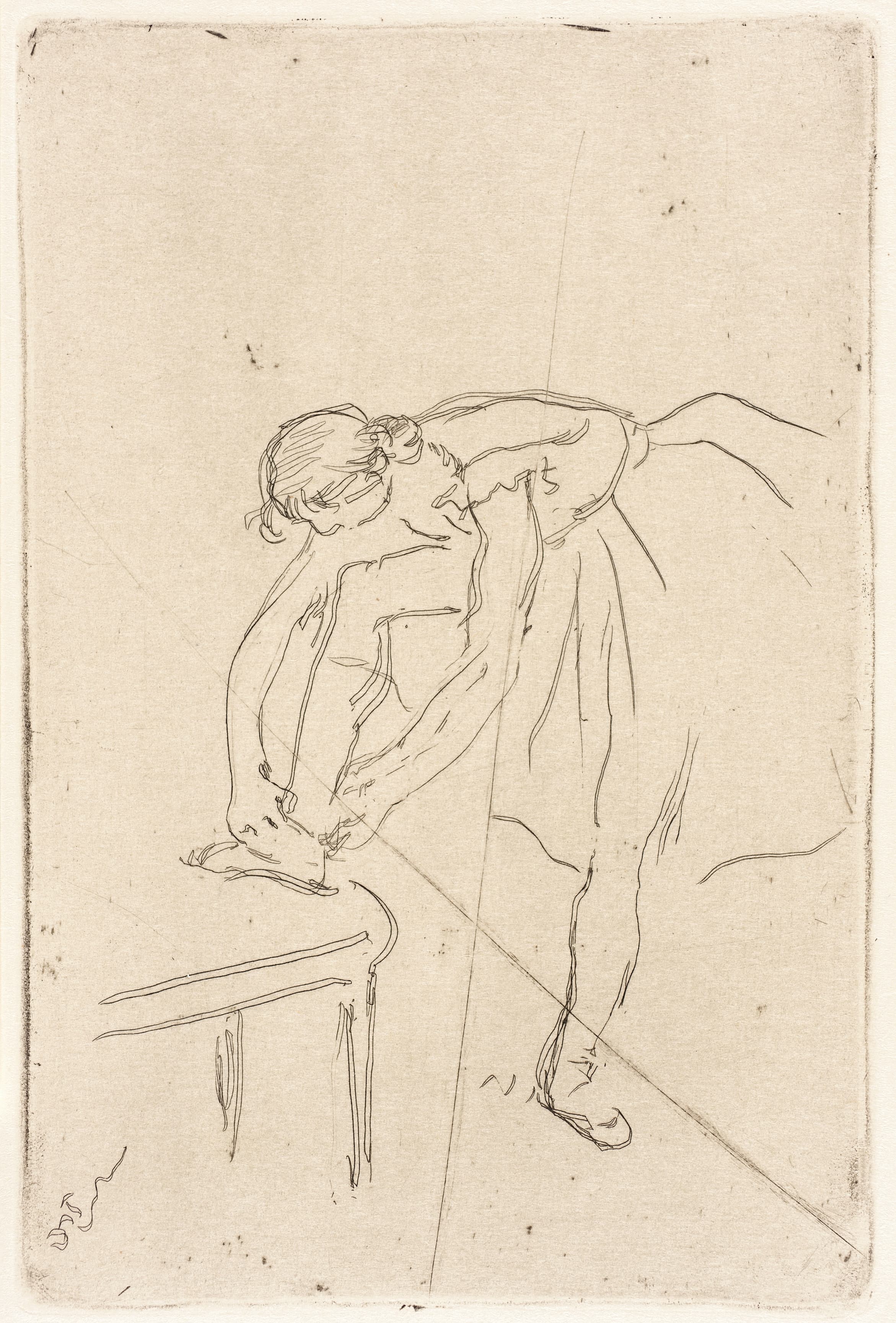 《舞者穿上她的拖鞋》（Dancer putting on her slipper）｜埃德加·德加 Edgar Degas｜约 1888