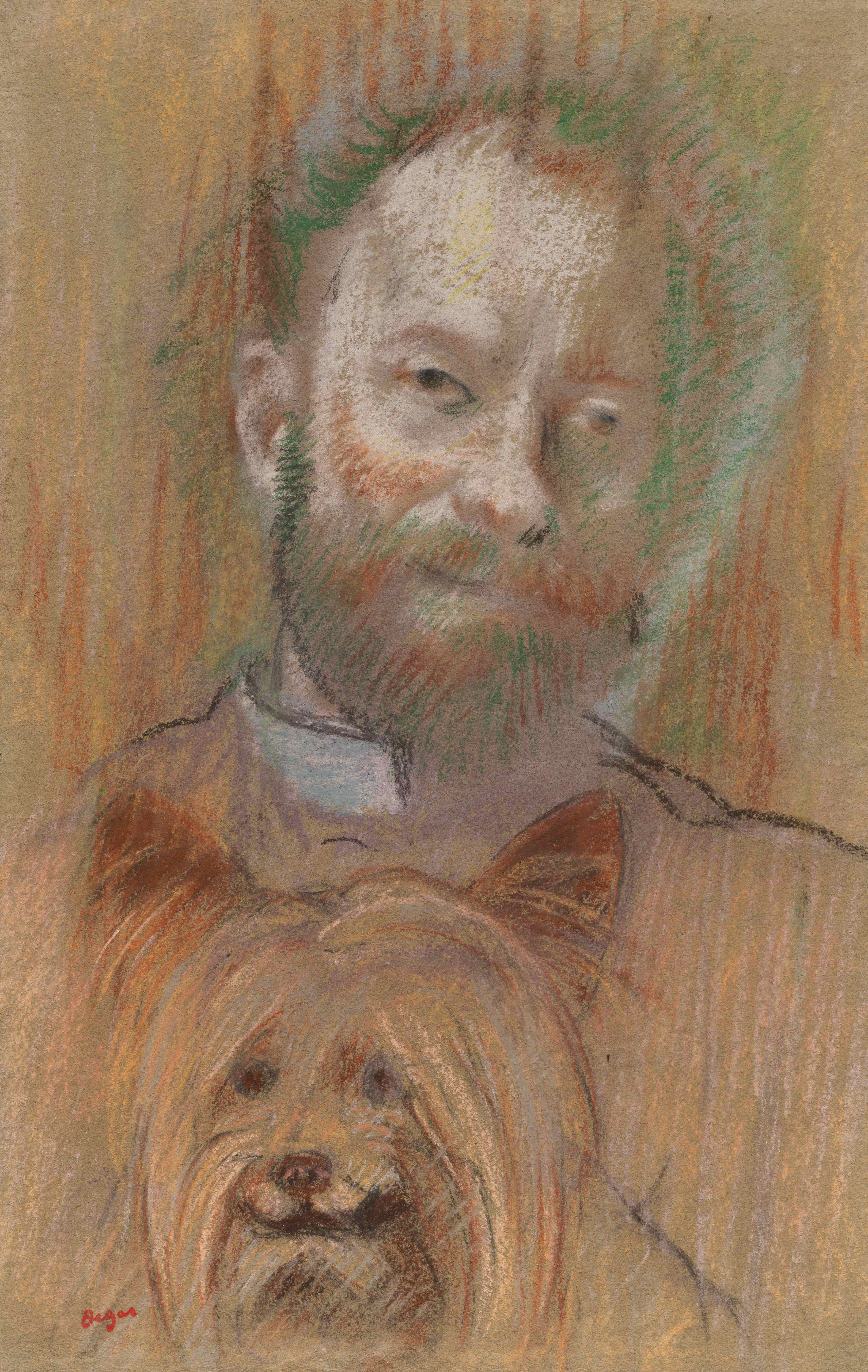 《Ludovic Lepic 抱着他的狗》（Ludovic Lepic Holding His Dog）｜埃德加·德加 Edgar Degas｜1889
