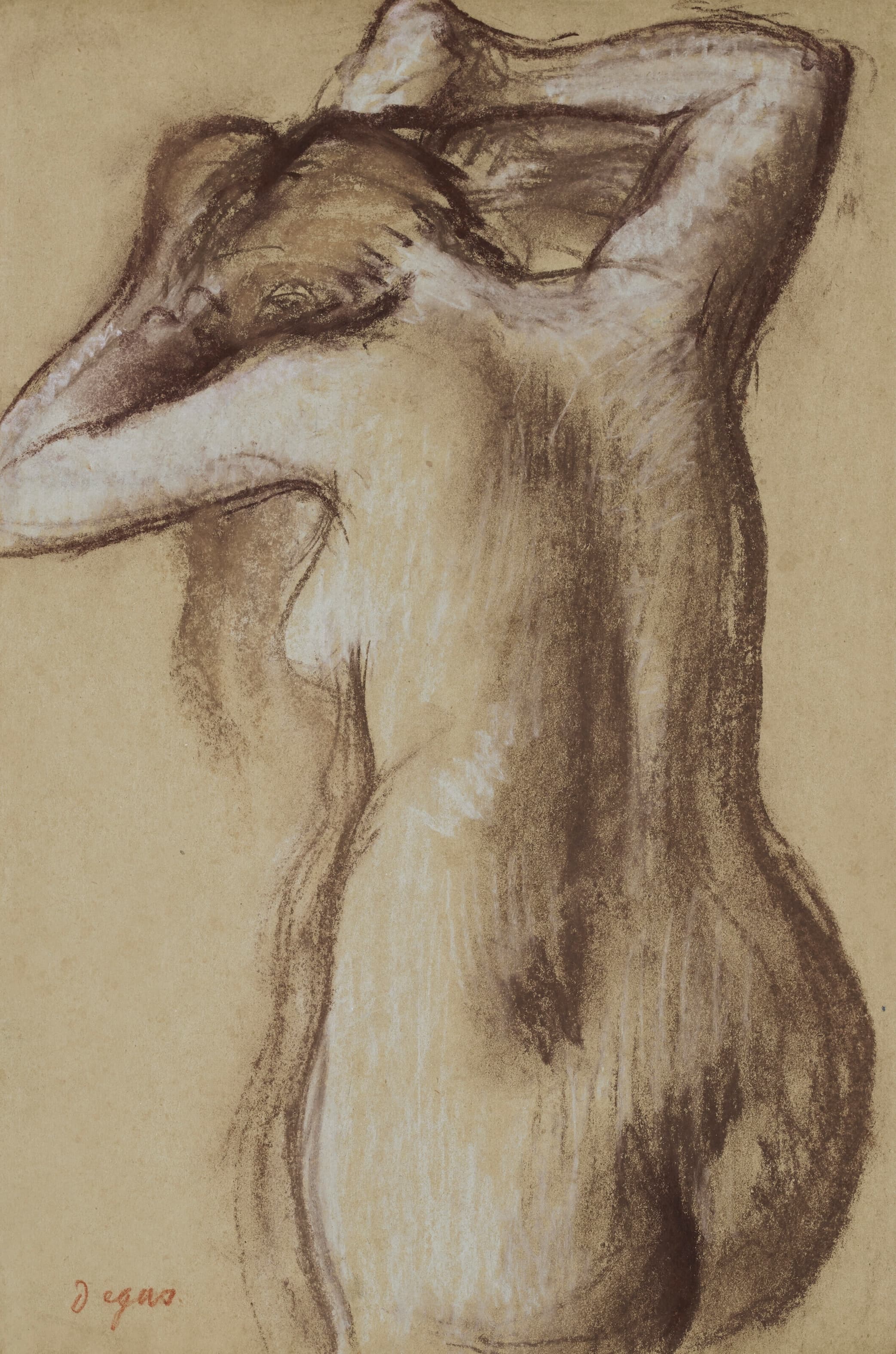 《年轻的裸体女人梳理她的头发》（Young naked woman combing her hair）｜埃德加·德加 Edgar Degas｜约 1889–1890
