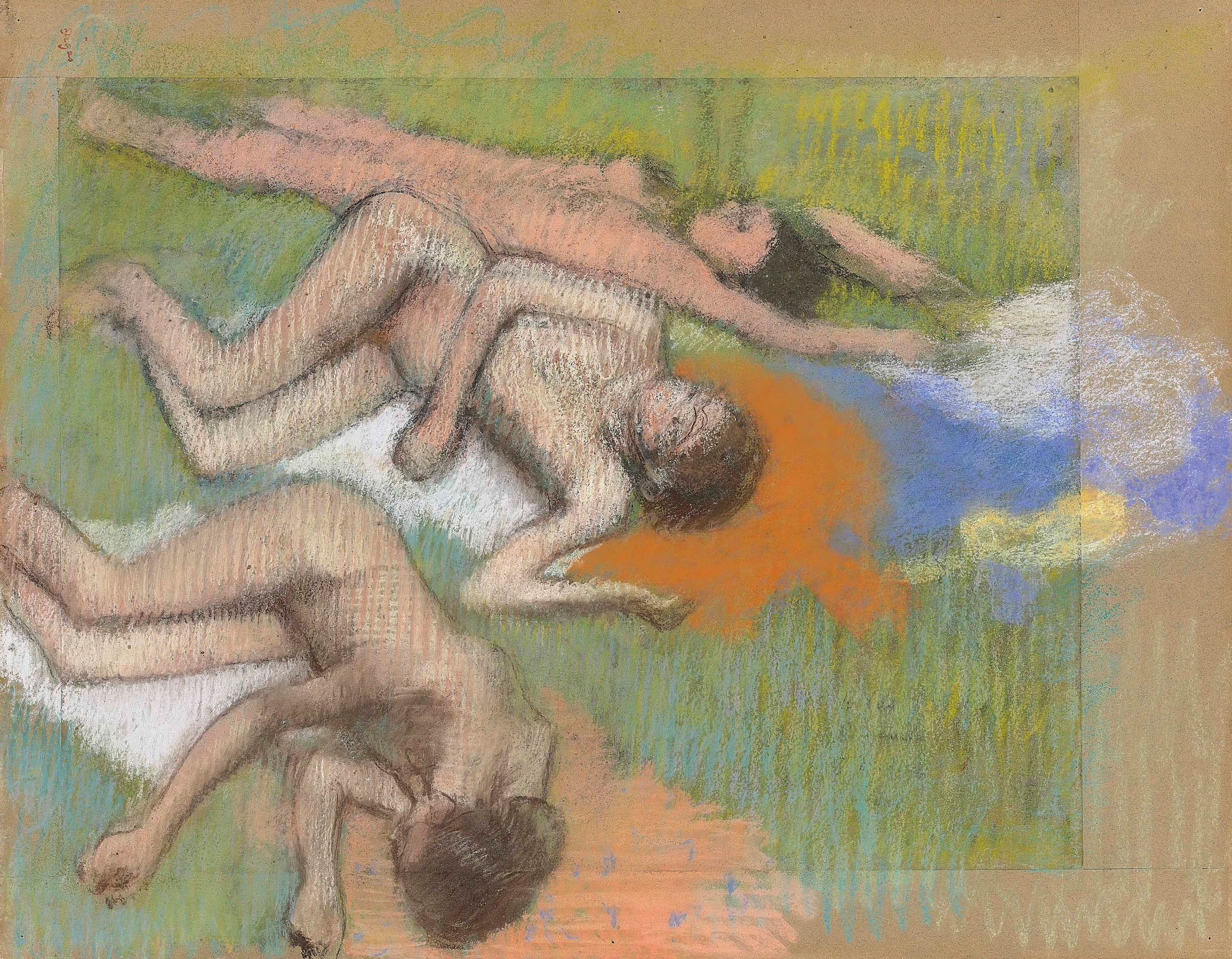 《洗完澡后，三个裸体女人》（After the bath, three naked women）｜埃德加·德加 Edgar Degas｜约 1890–1895