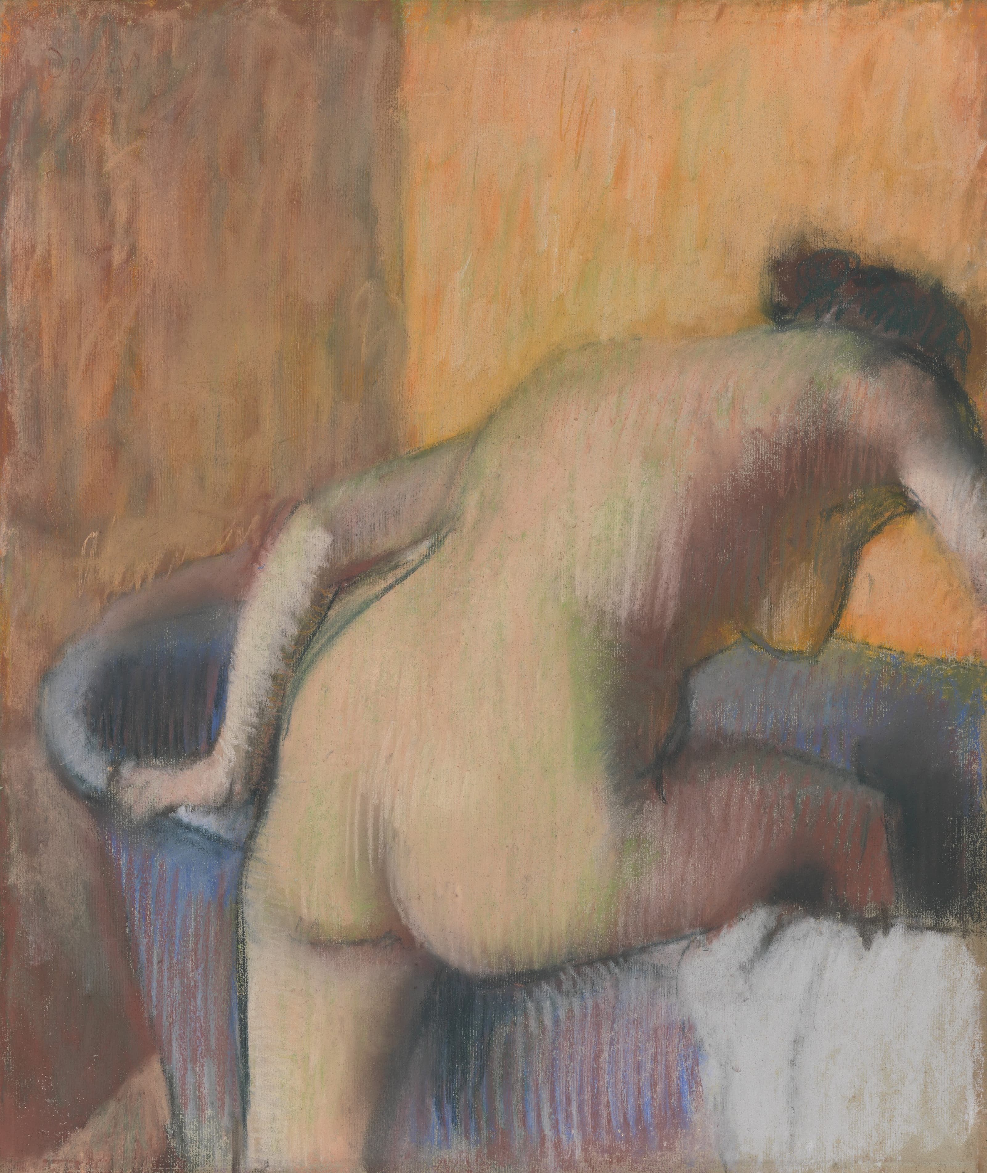 《沐浴者步入浴缸》（Bather Stepping into a Tub）｜埃德加·德加 Edgar Degas｜约 1890