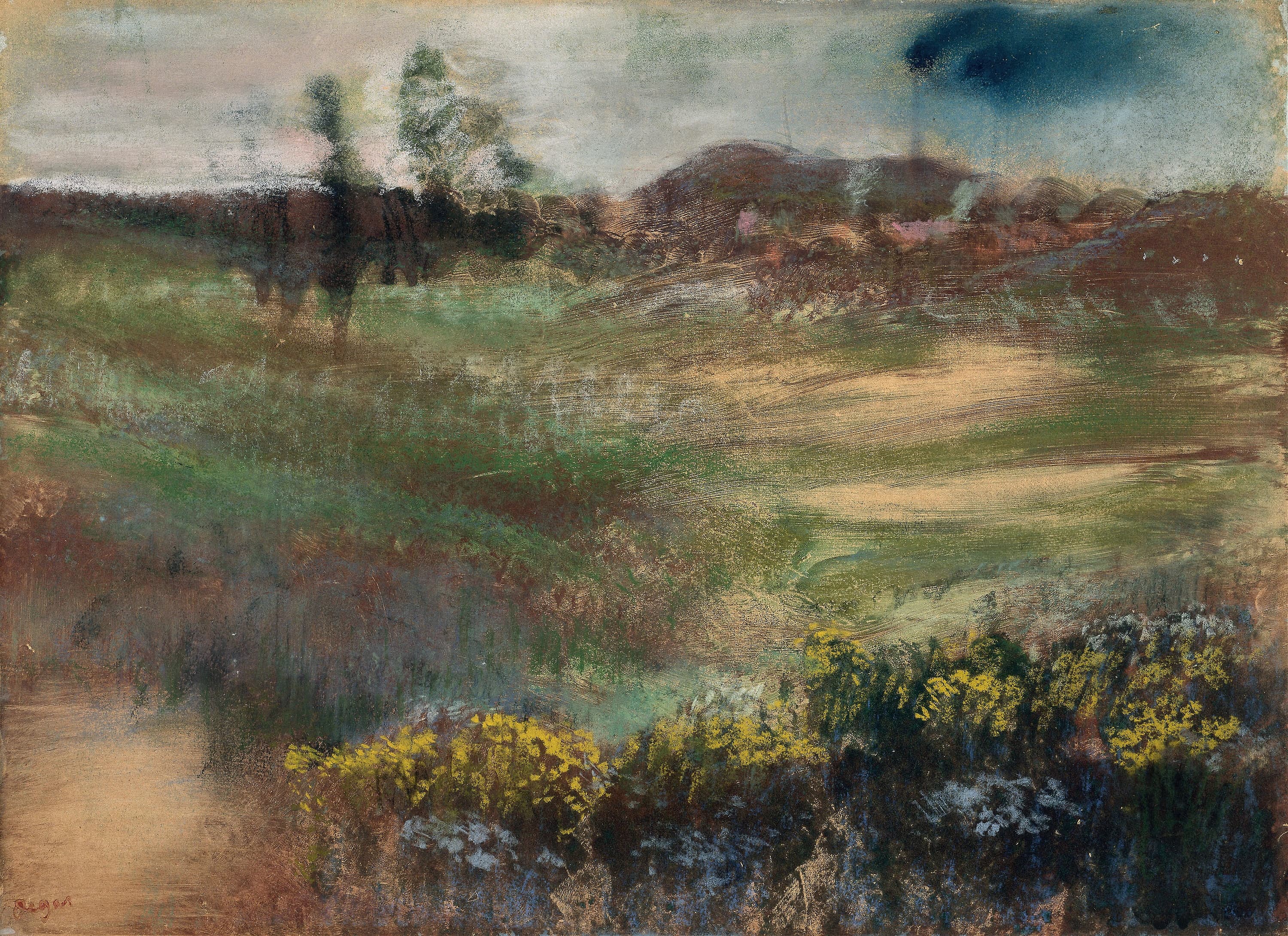 《有烟囱的风景》（Landscape with Smokestacks）｜埃德加·德加 Edgar Degas｜约 1890