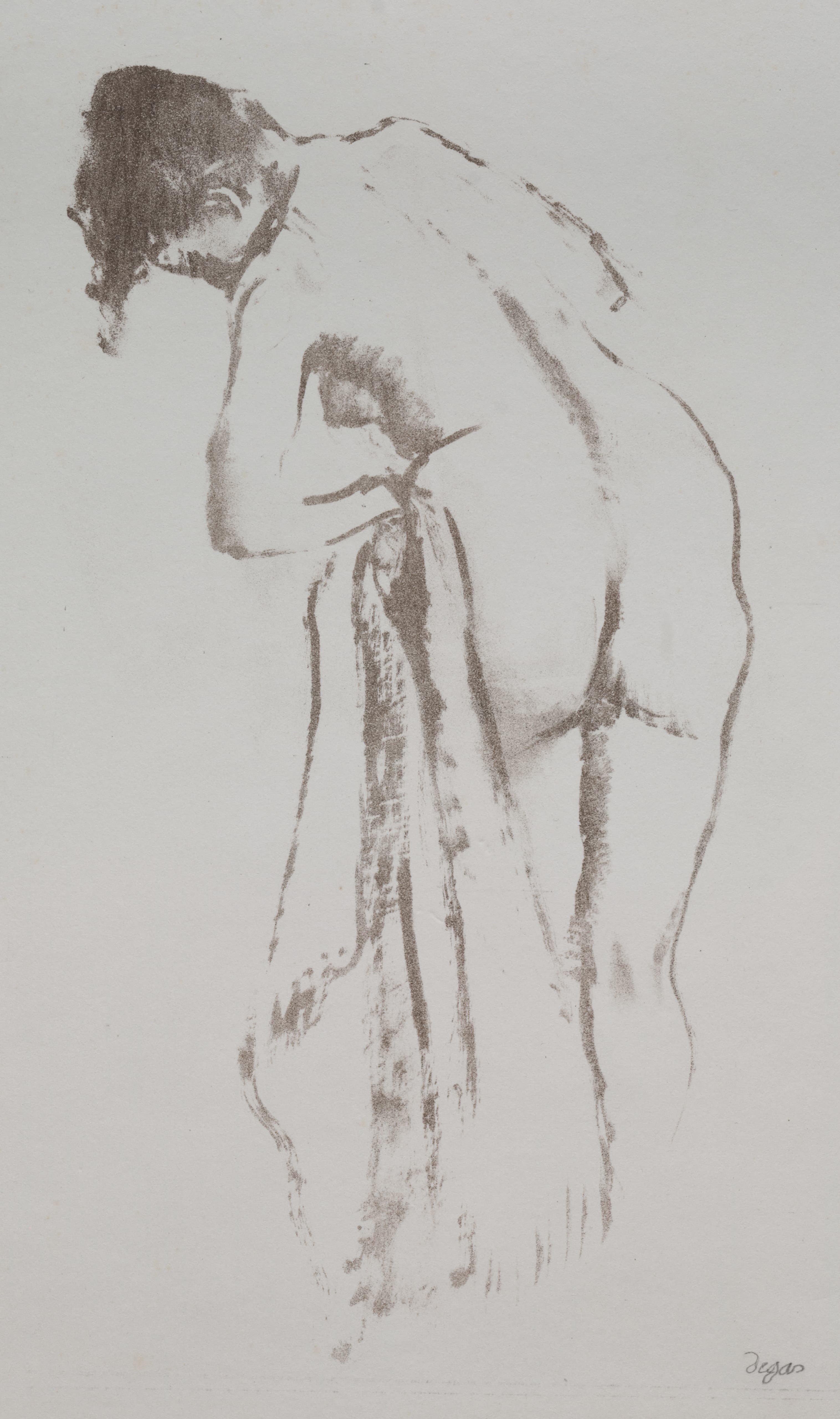 《拿着毛巾的裸体女人，站着》（Nude Woman with Towel, Standing）｜埃德加·德加 Edgar Degas｜1891–92