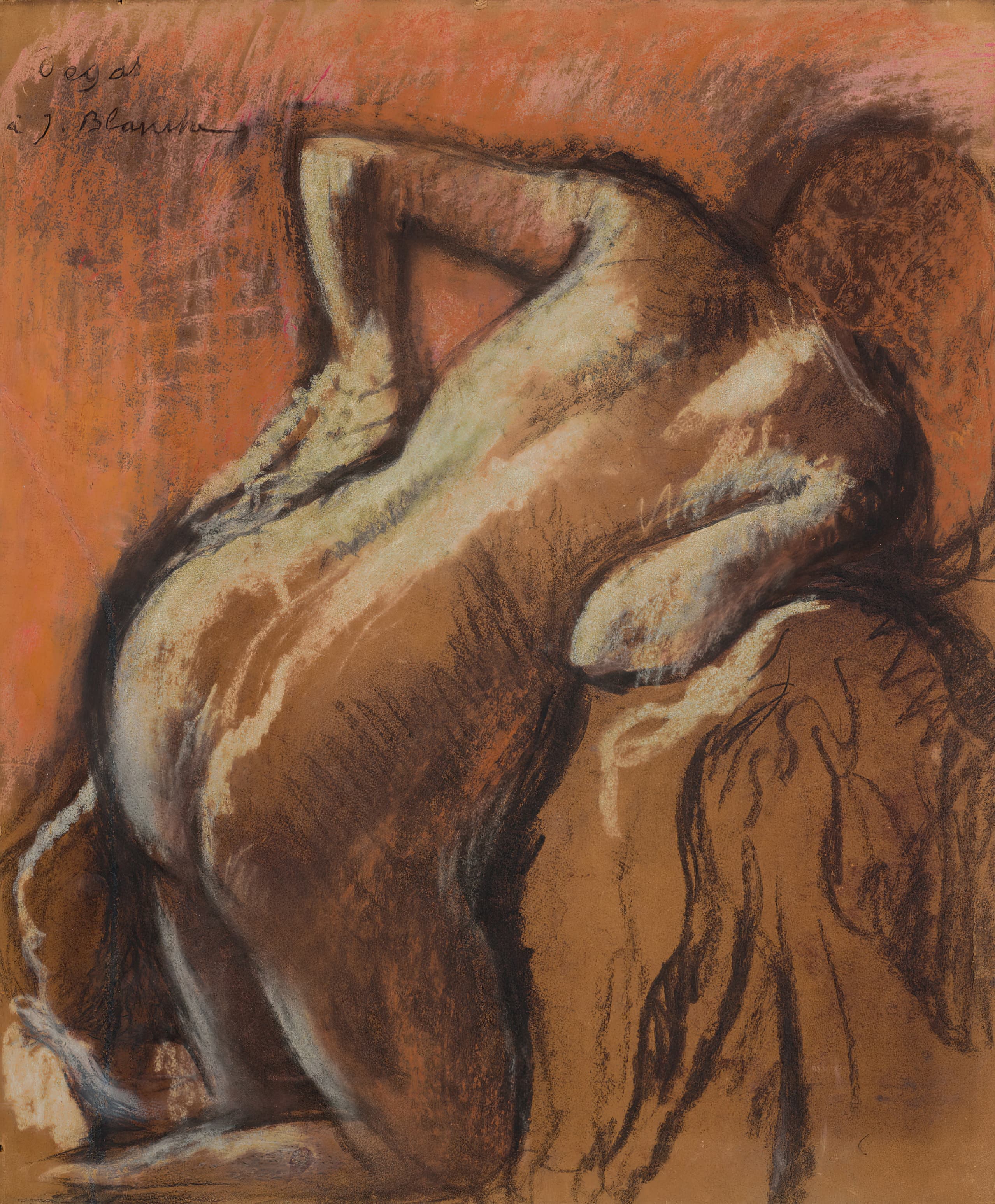 《女人洗完澡后擦干身体》（After bathing, woman drying herself）｜埃德加·德加 Edgar Degas｜1892