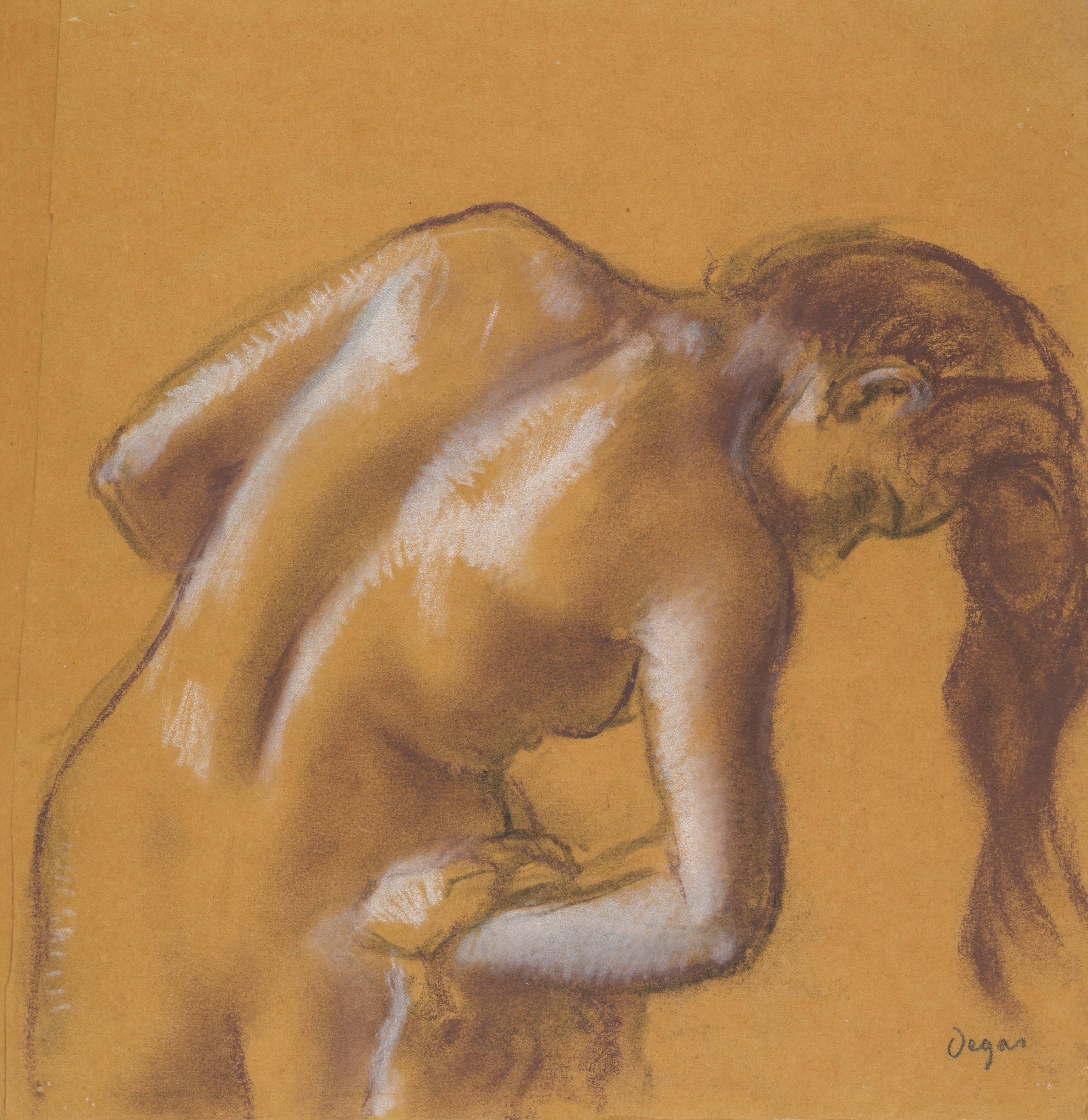 《沐浴者擦干自己》（Bather Drying Herself）｜埃德加·德加 Edgar Degas｜约 1892