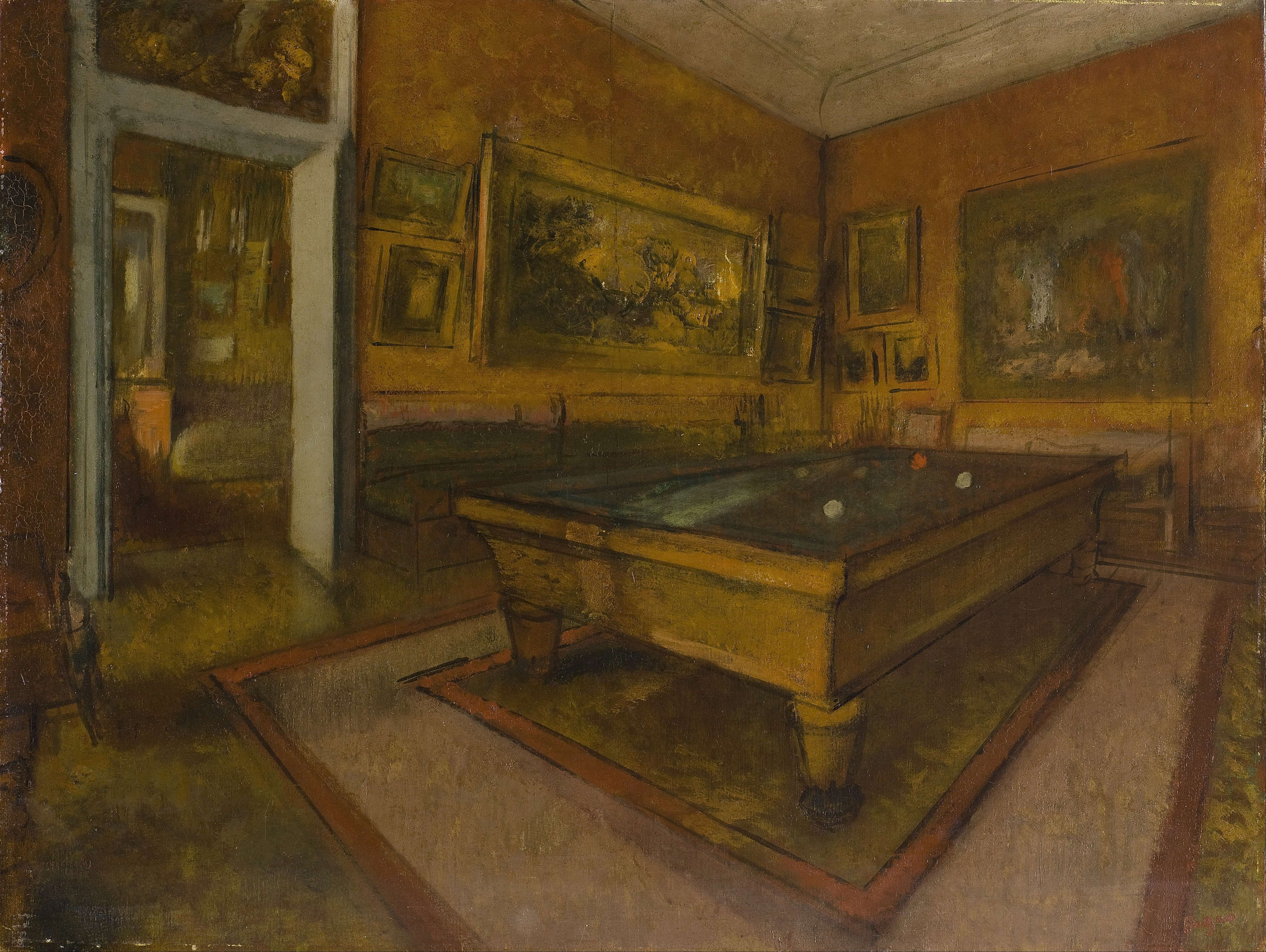 《梅尼尔休伯特台球室》（Billiard Room at Ménil-Hubert）｜埃德加·德加 Edgar Degas｜1892