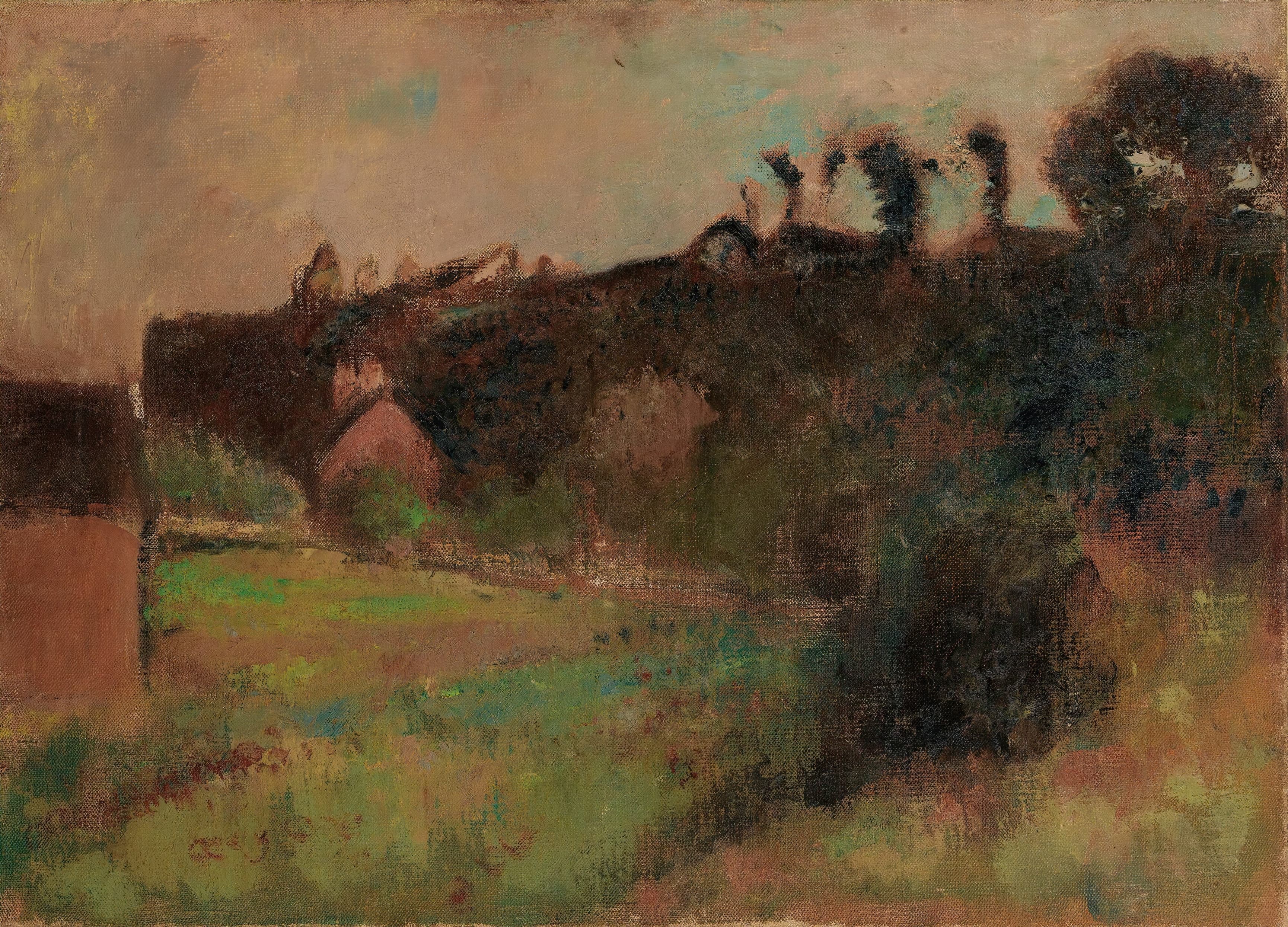 《悬崖脚下的房屋》（Houses at the Foot of a Cliff）｜埃德加·德加 Edgar Degas｜约 1895–98