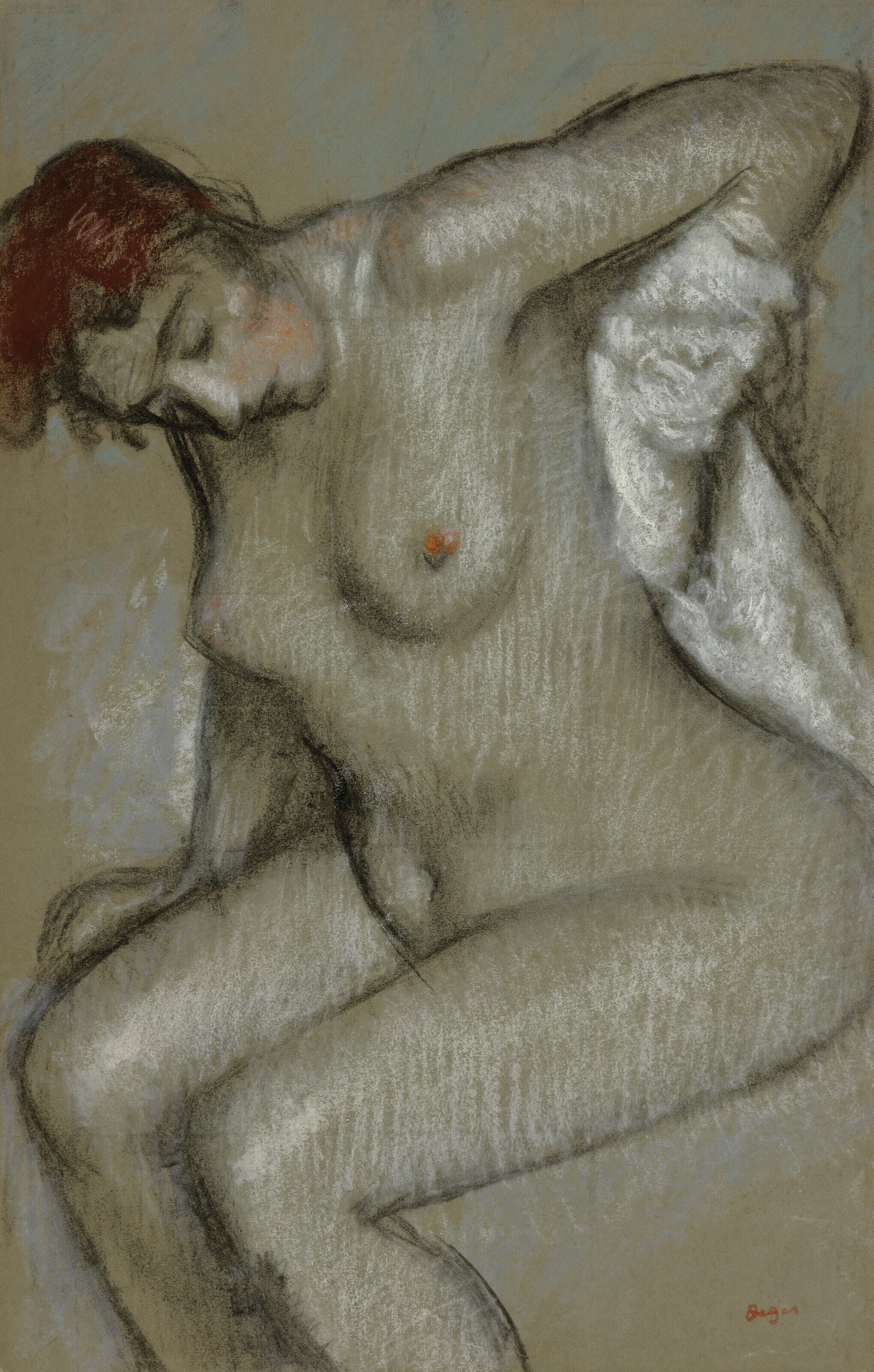 《裸体女人擦干自己》（Naked woman drying herself）｜埃德加·德加 Edgar Degas｜1895