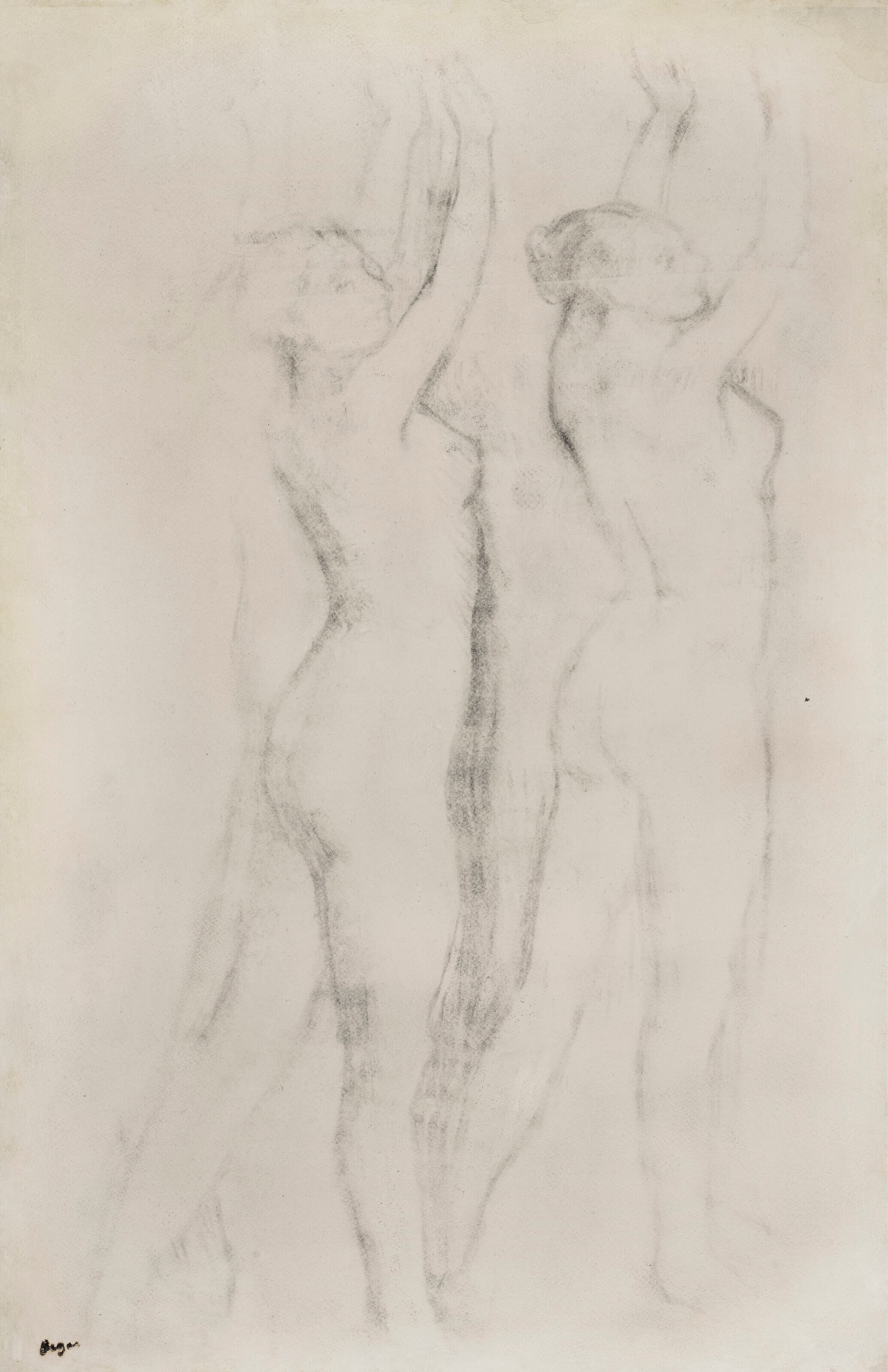 《两个裸体女人，举起双臂》（Two naked women, arms raised）｜埃德加·德加 Edgar Degas｜约 1898–1900