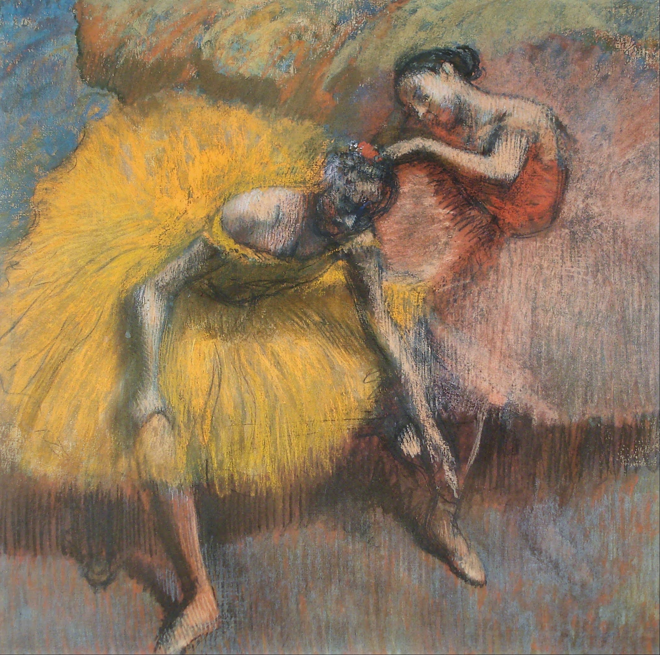 《两个黄色和粉色的舞者》（Two Yellow and Pink Dancers）｜埃德加·德加 Edgar Degas｜约. 1898