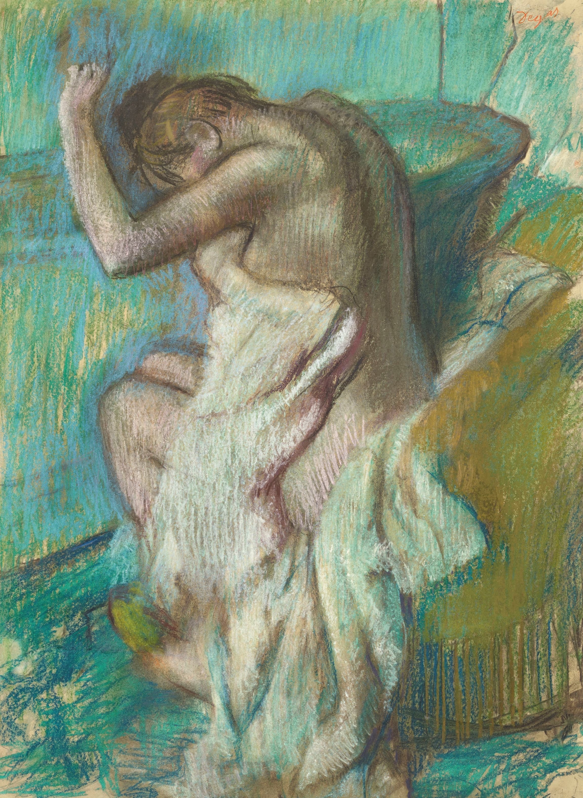《女人擦干自己》（Woman drying herself）｜埃德加·德加 Edgar Degas｜约 1899