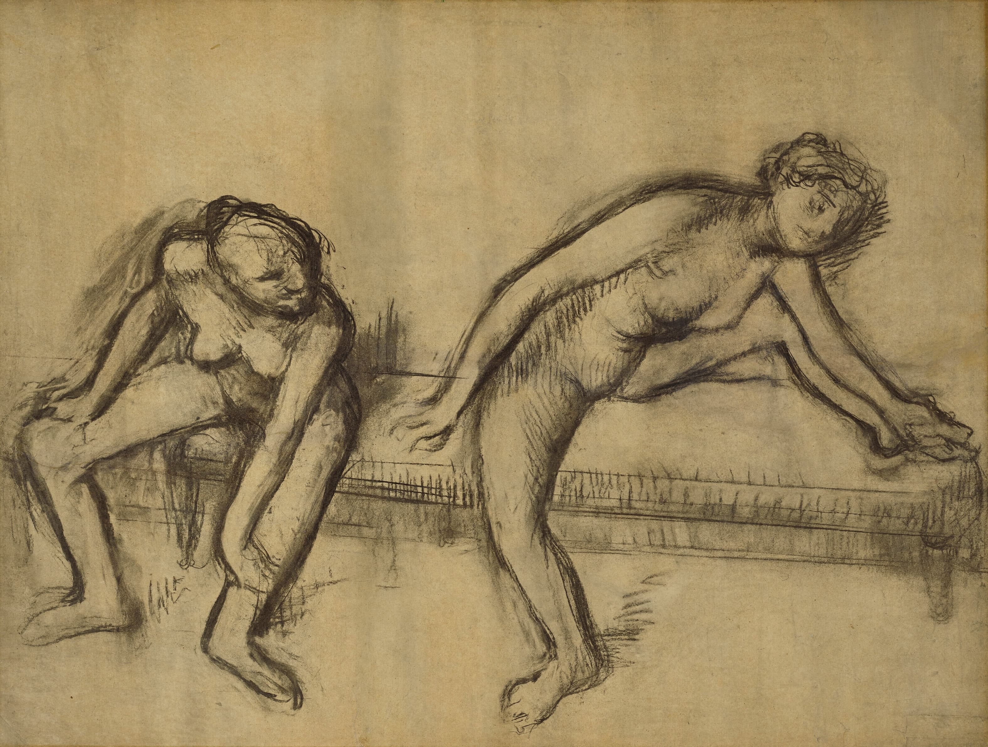 《长凳上的两个舞者》（Two dancers on a bench）｜埃德加·德加 Edgar Degas｜约 1900