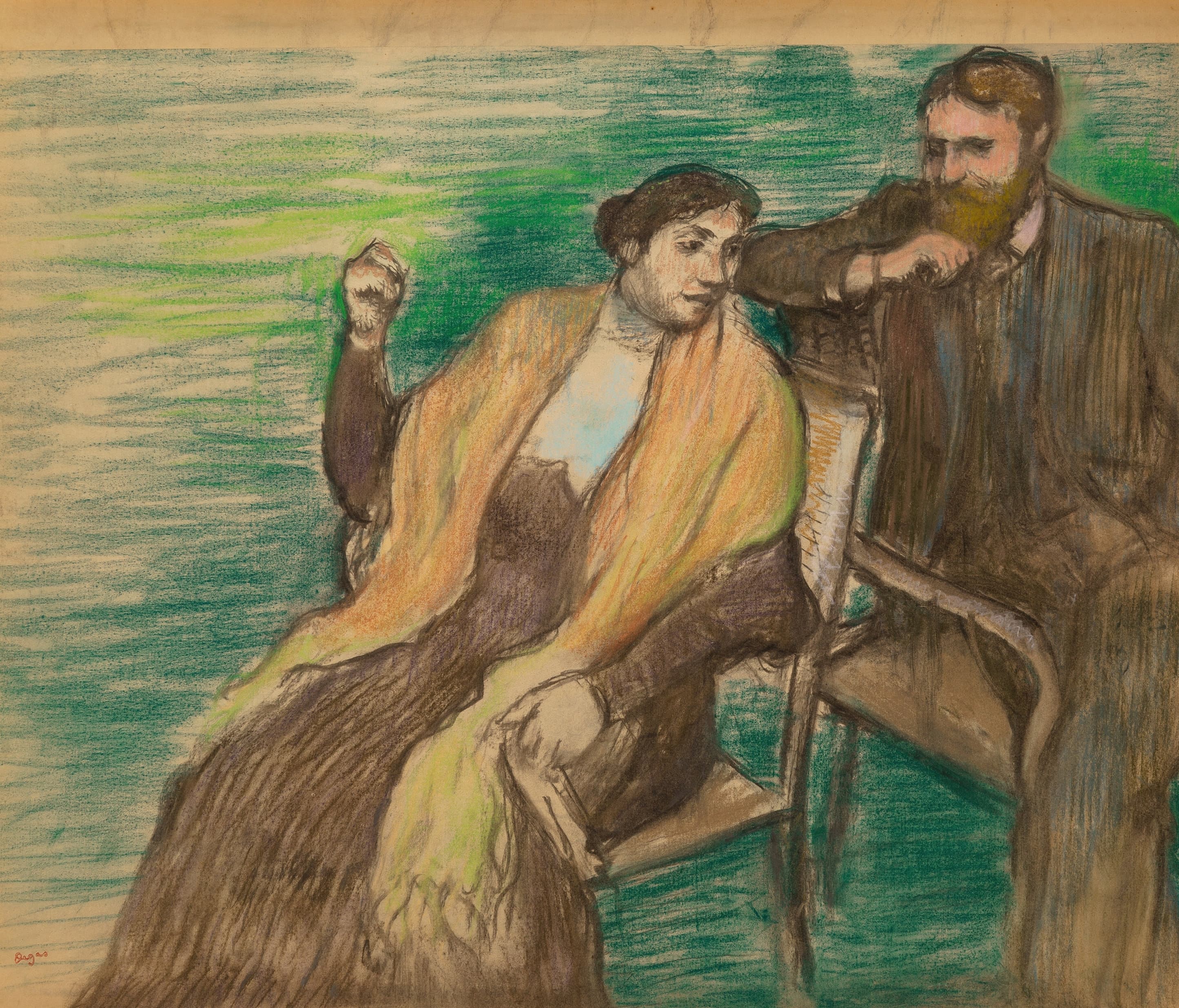 《路易斯·鲁阿尔夫妇肖像素描》（Sketch for a portrait of Mr. and Mrs. Louis Rouart）｜埃德加·德加 Edgar Degas｜1904