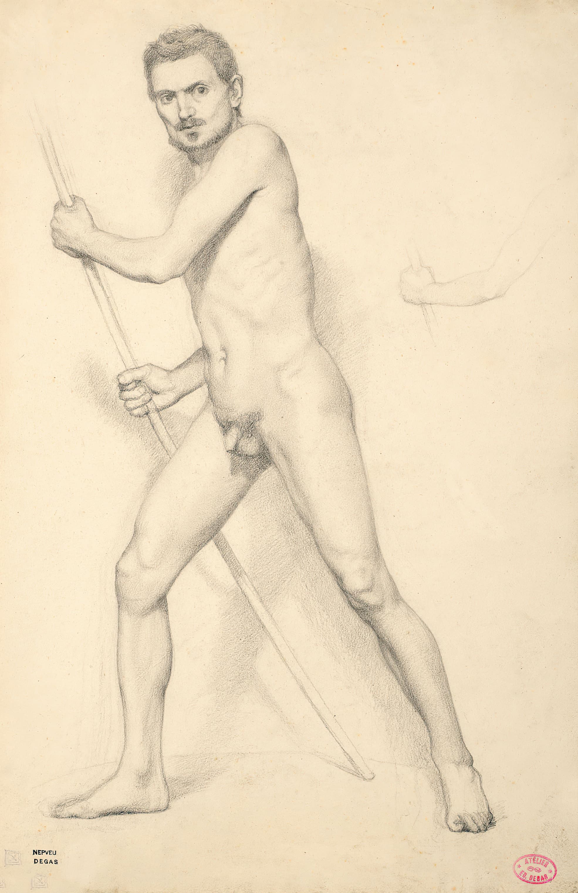 《拿着棍子的学院男子》（Academy man holding a stick）｜埃德加·德加 Edgar Degas｜不明