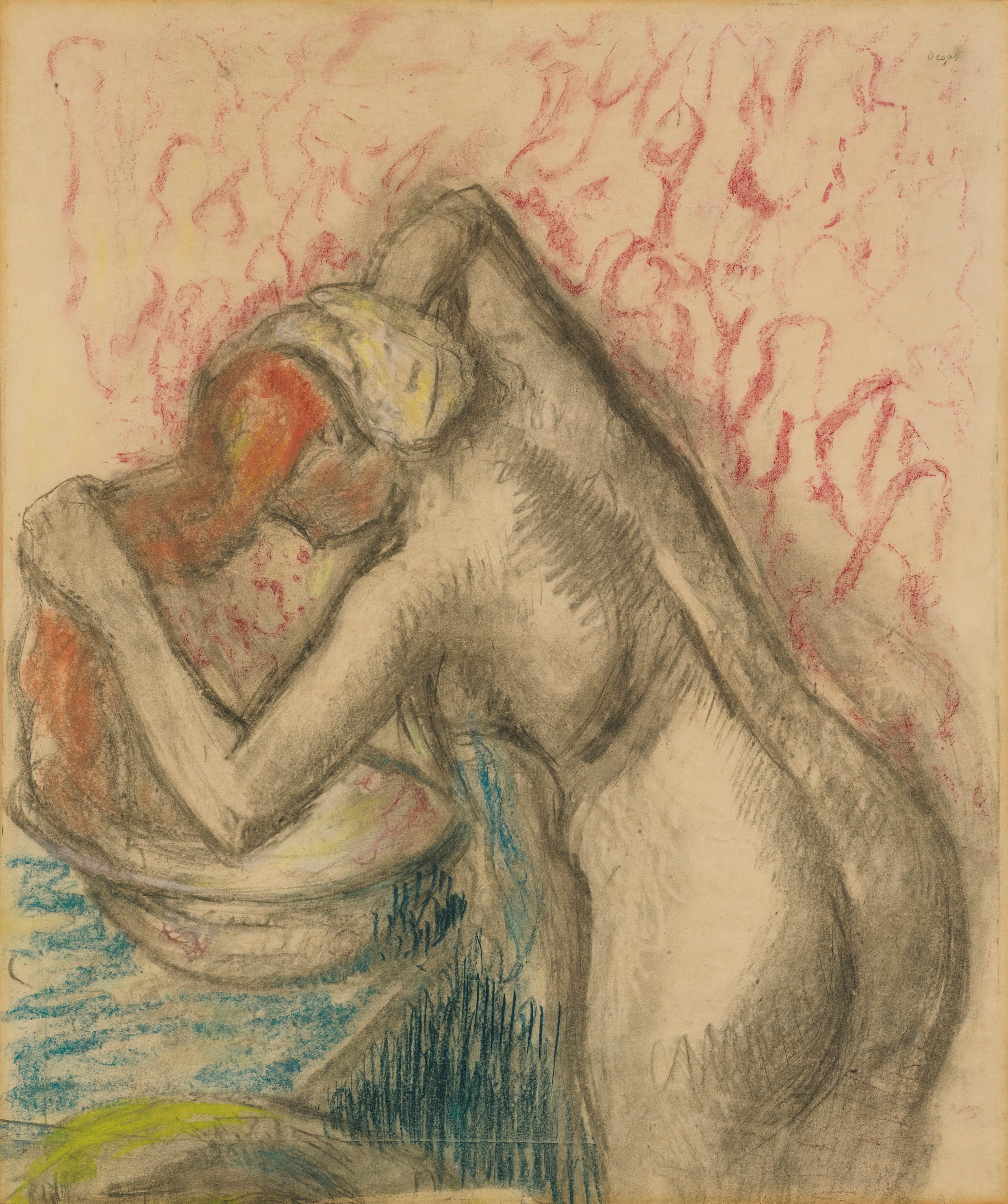 《沐浴后（女人擦干头发）》（After Bath (Woman Drying Her Hair)）｜埃德加·德加 Edgar Degas｜不明