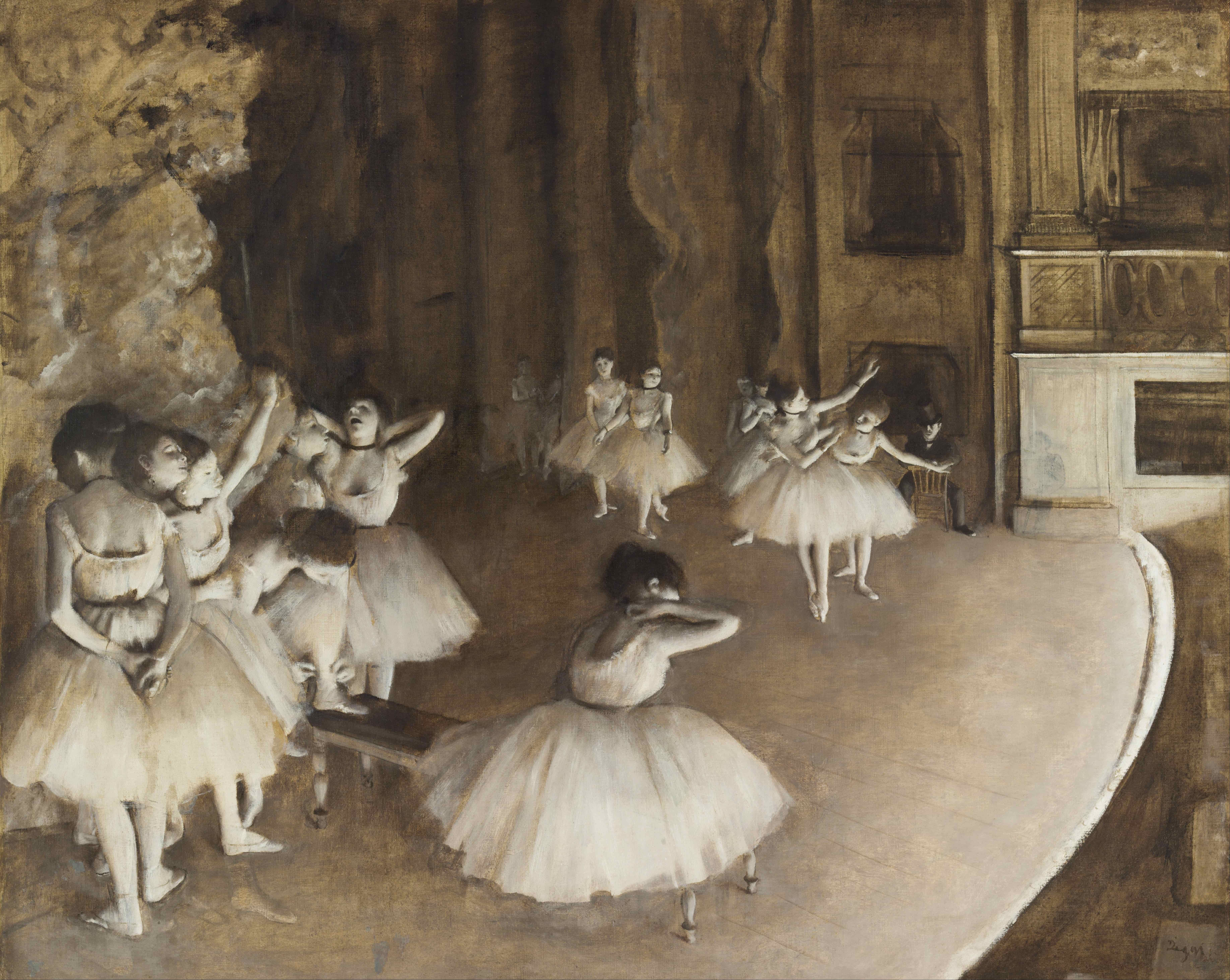 《舞台上的芭蕾舞排练》（Ballet Rehearsal On Stage）｜埃德加·德加 Edgar Degas｜不明