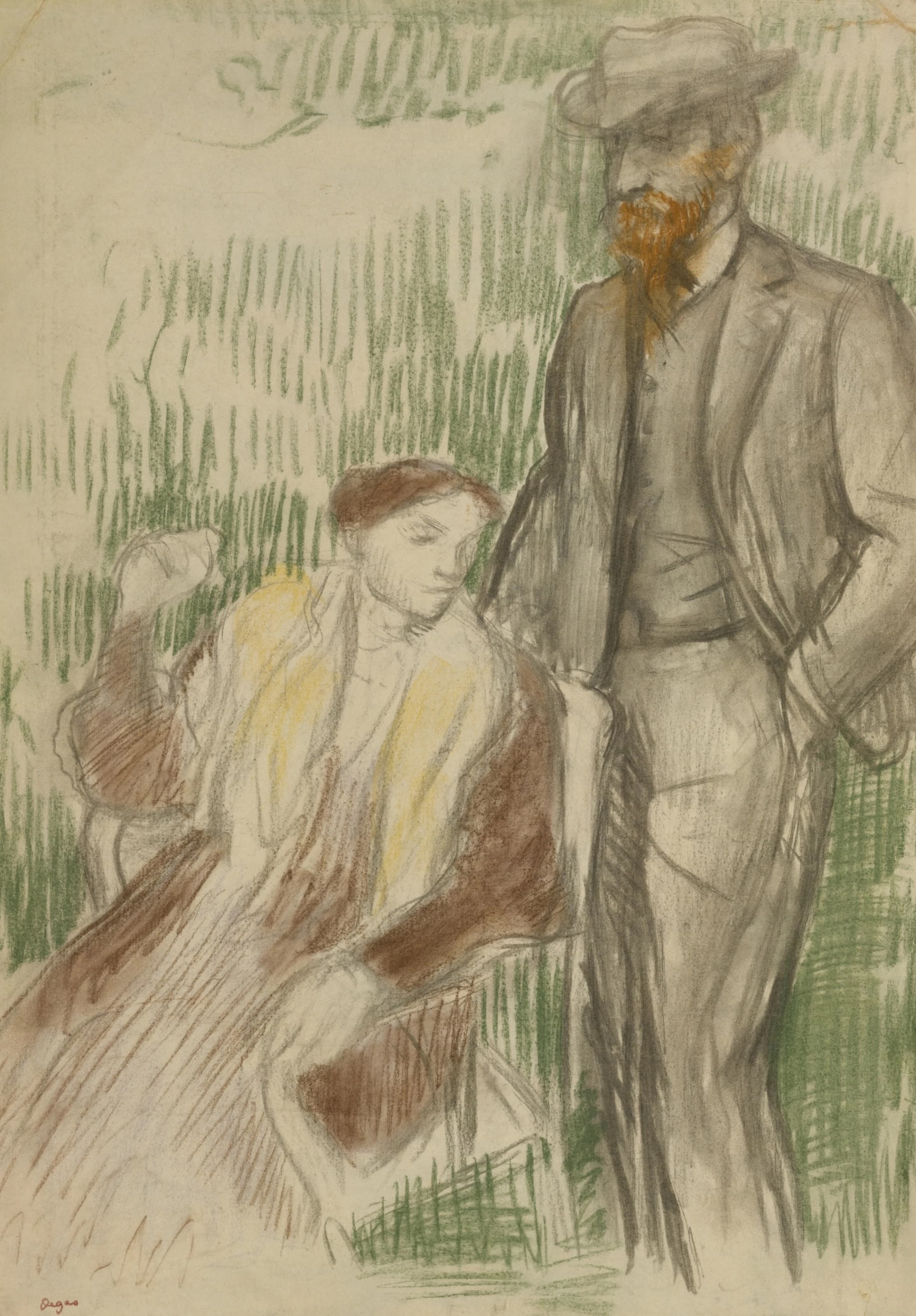 《路易斯·鲁阿尔夫妇肖像素描》（Sketch for a portrait of Mr. and Mrs. Louis Rouart）｜埃德加·德加 Edgar Degas｜不明