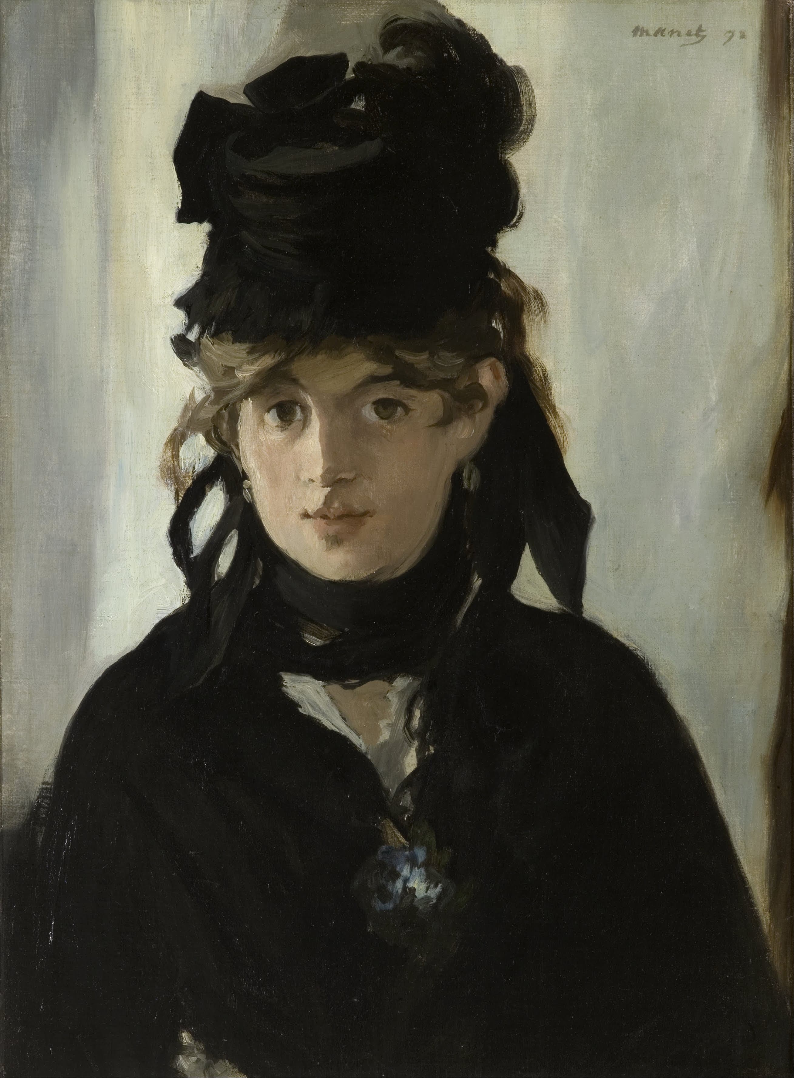 《贝尔特·莫里索与紫罗兰花束》（Berthe Morisot with a Bouquet of Violets）｜爱德华·马奈 Édouard Manet｜1872
