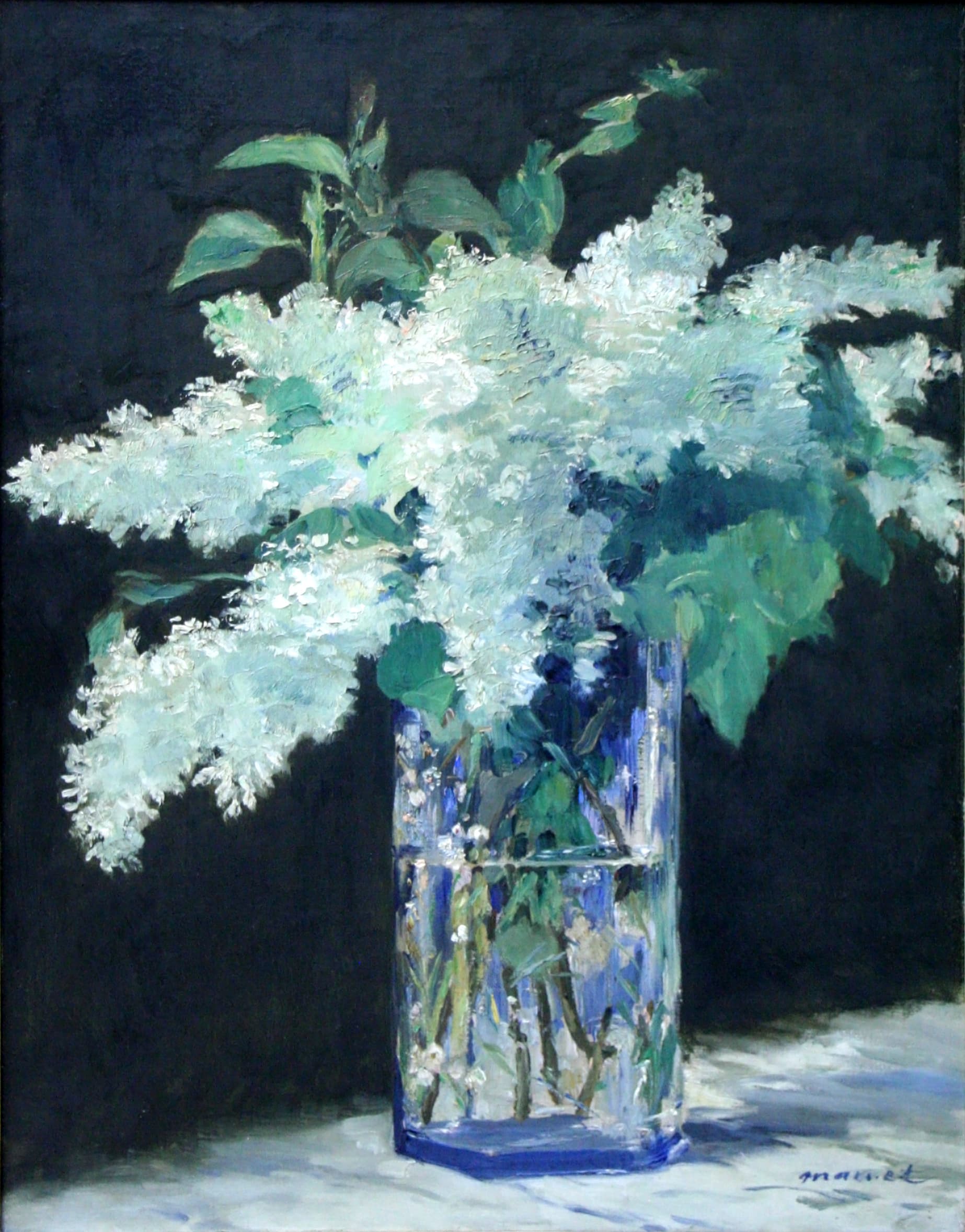 《水晶花瓶中的白丁香》（White Lilacs in a Crystal Vase）｜爱德华·马奈 Édouard Manet