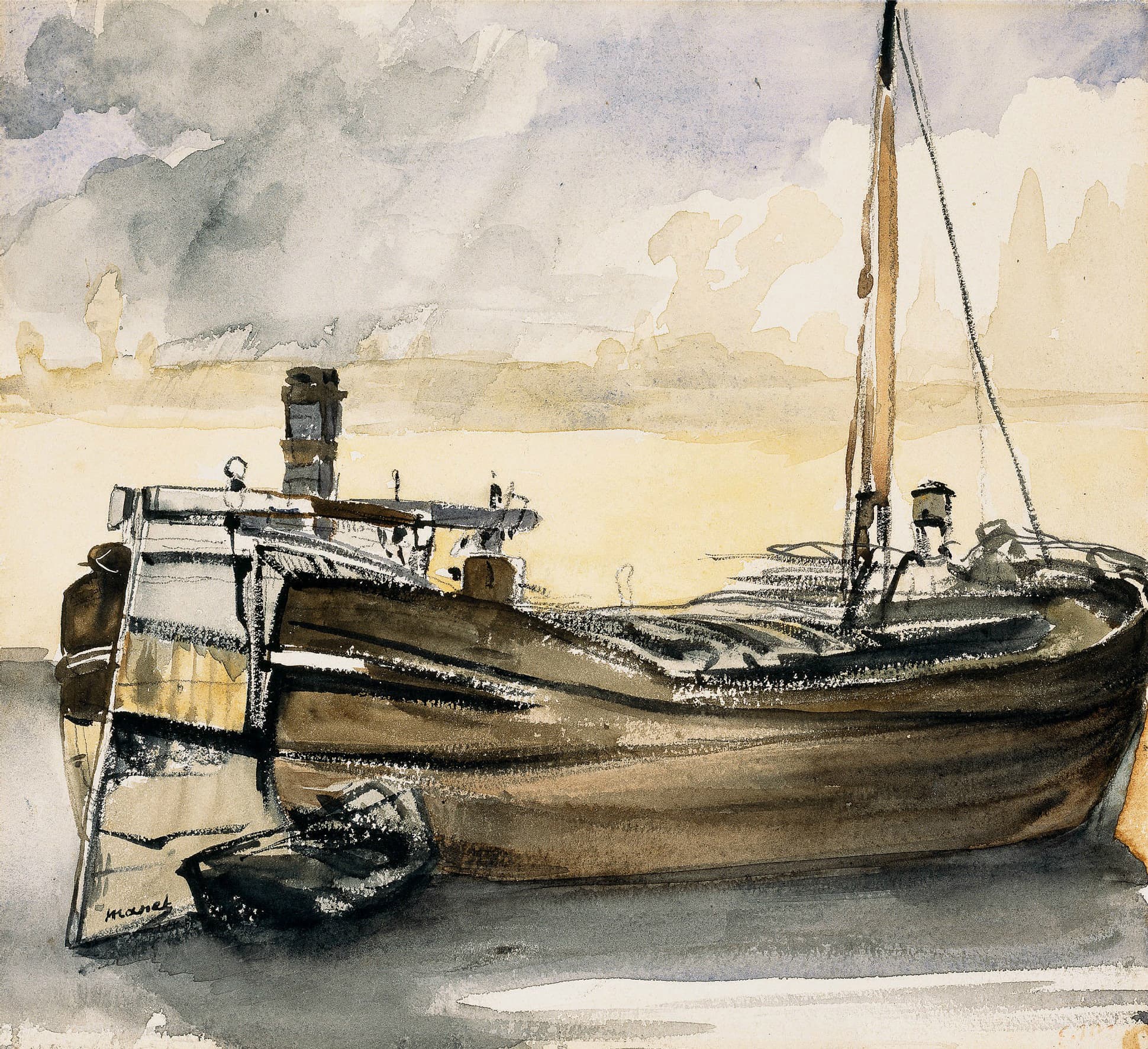 《驳船》（The Barge）｜爱德华·马奈 Édouard Manet