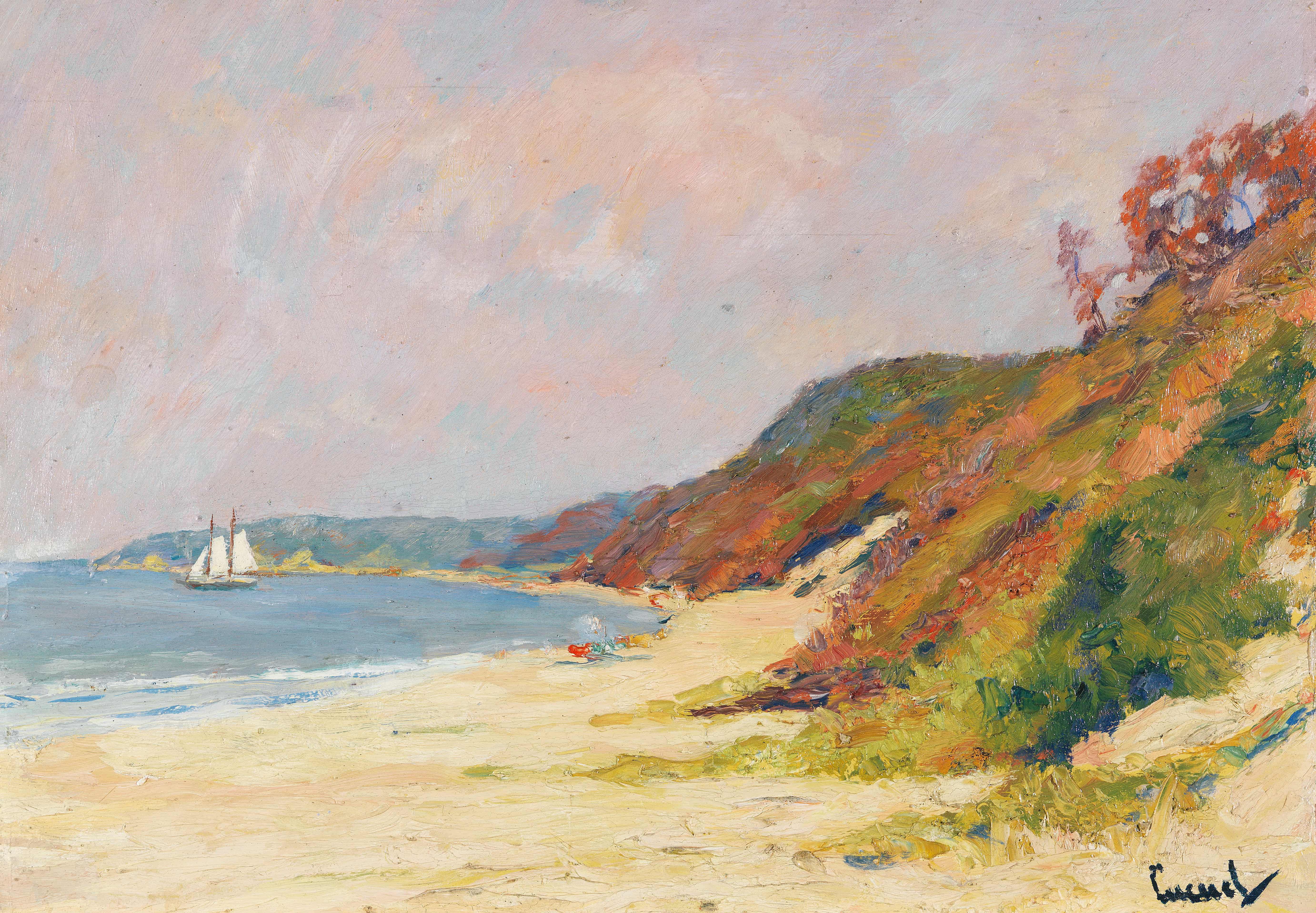 《长岛洛基波因特海滩》（The Beach at Rocky Point, Long Island）｜爱德华·库库埃尔 Edward Cucuel｜1930