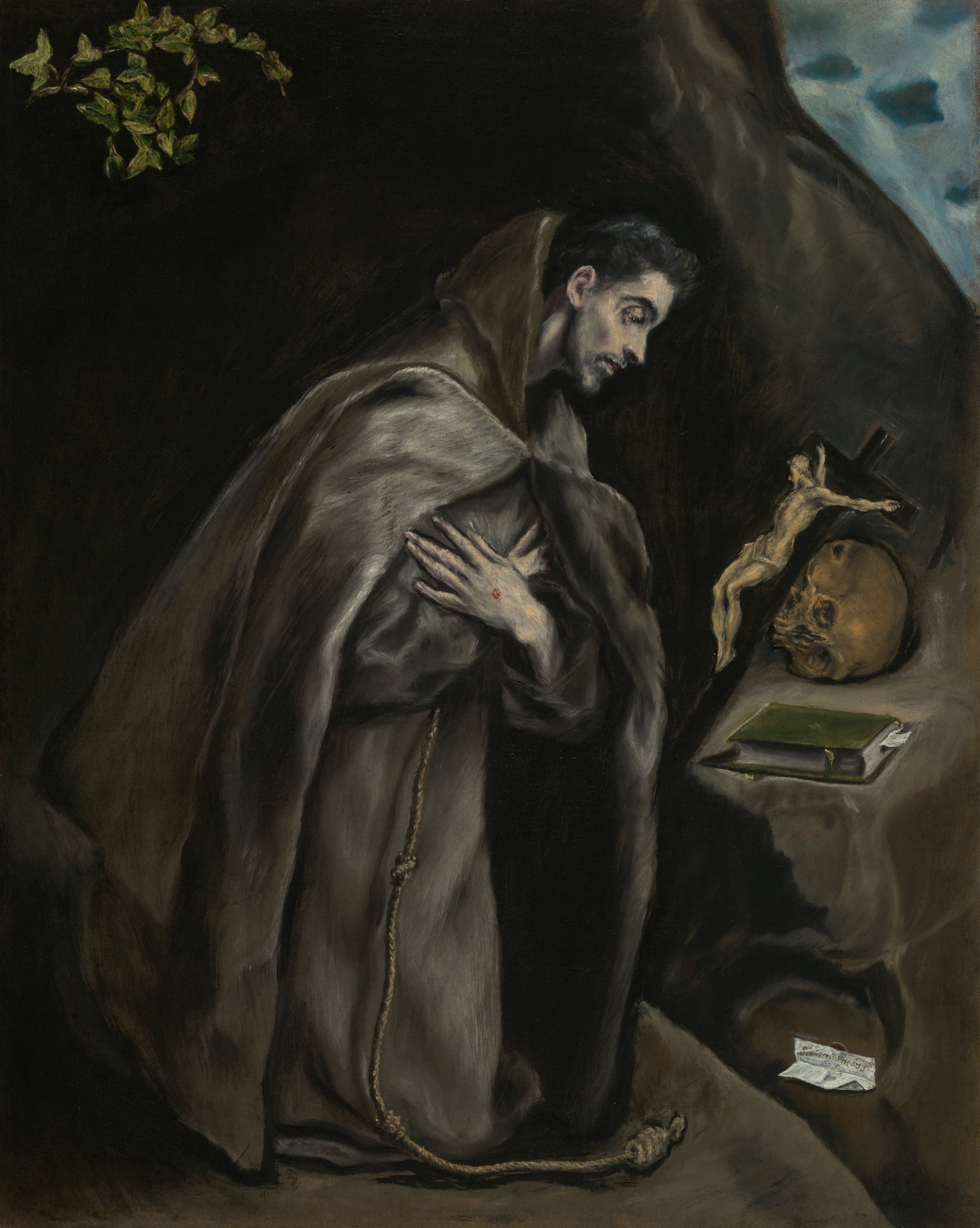 《跪地默想的圣方济各》（Saint Francis Kneeling in Meditation）｜埃尔·格列柯 El Greco｜1595–1600
