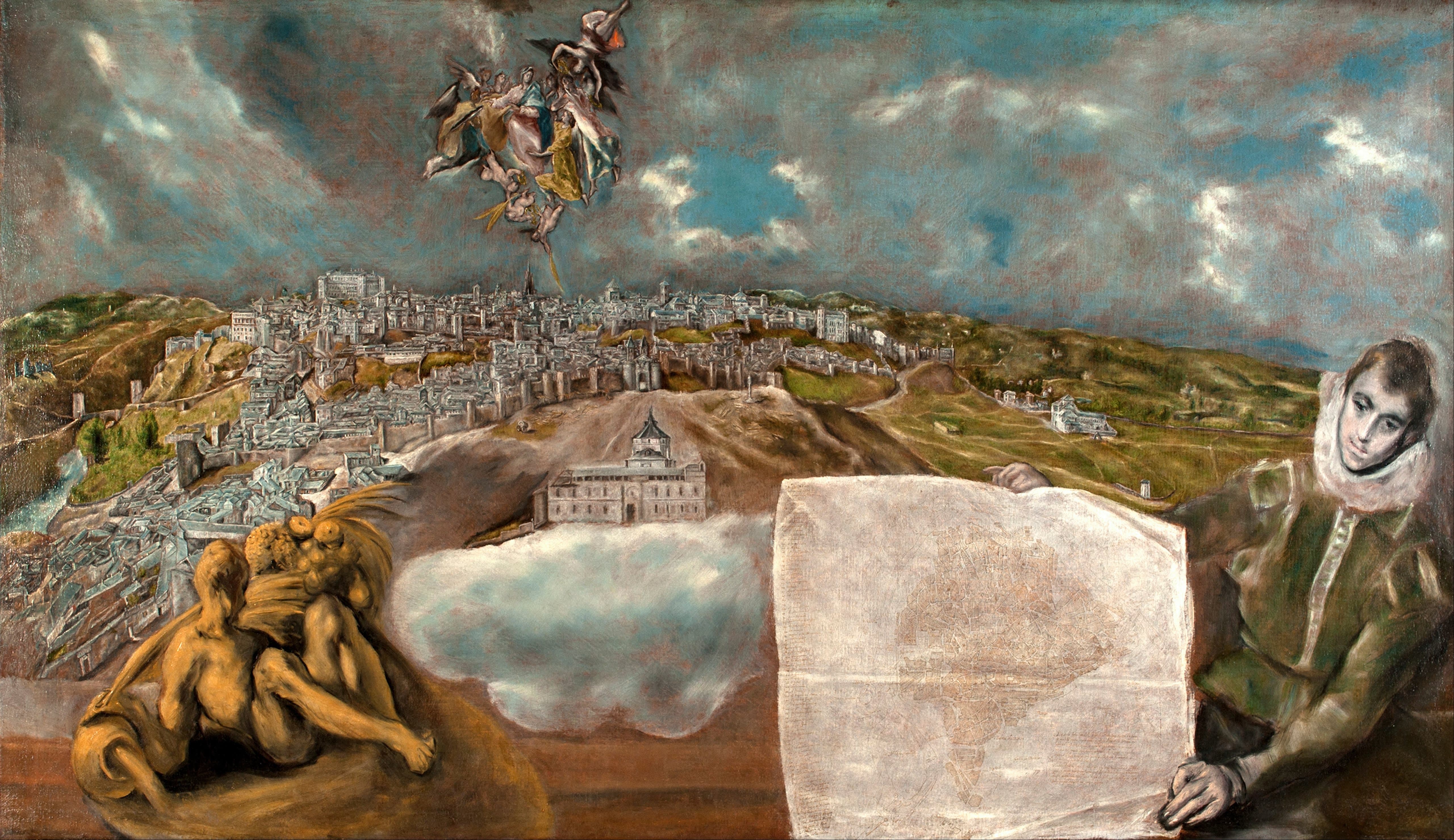 《托莱多的风景与地图》（View and Plan of Toledo）｜埃尔·格列柯 El Greco｜1610–1614