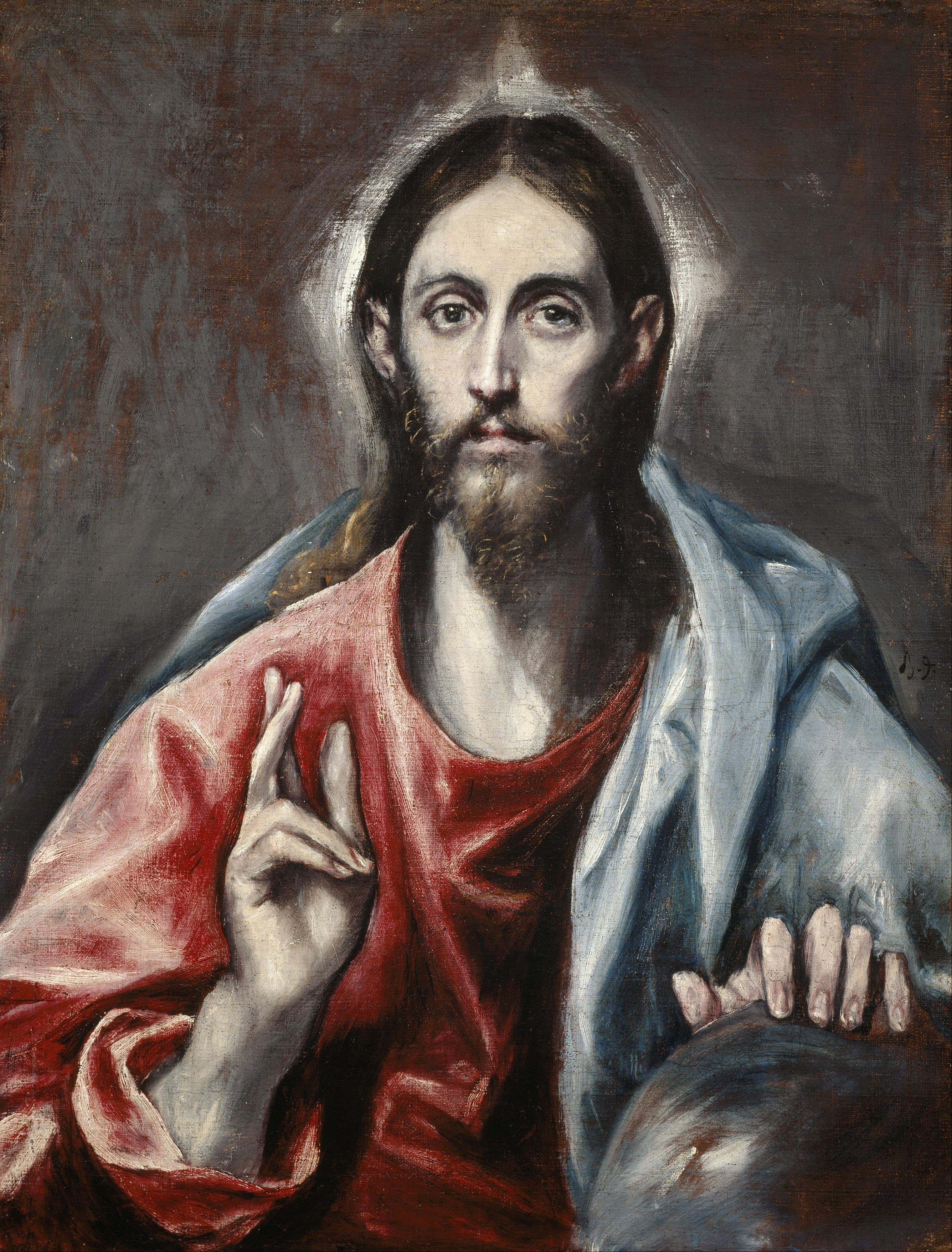 《祝福的基督（救世主）》（Christ Blessing (‘the Saviour Of The World’)）｜埃尔·格列柯 El Greco｜约1600