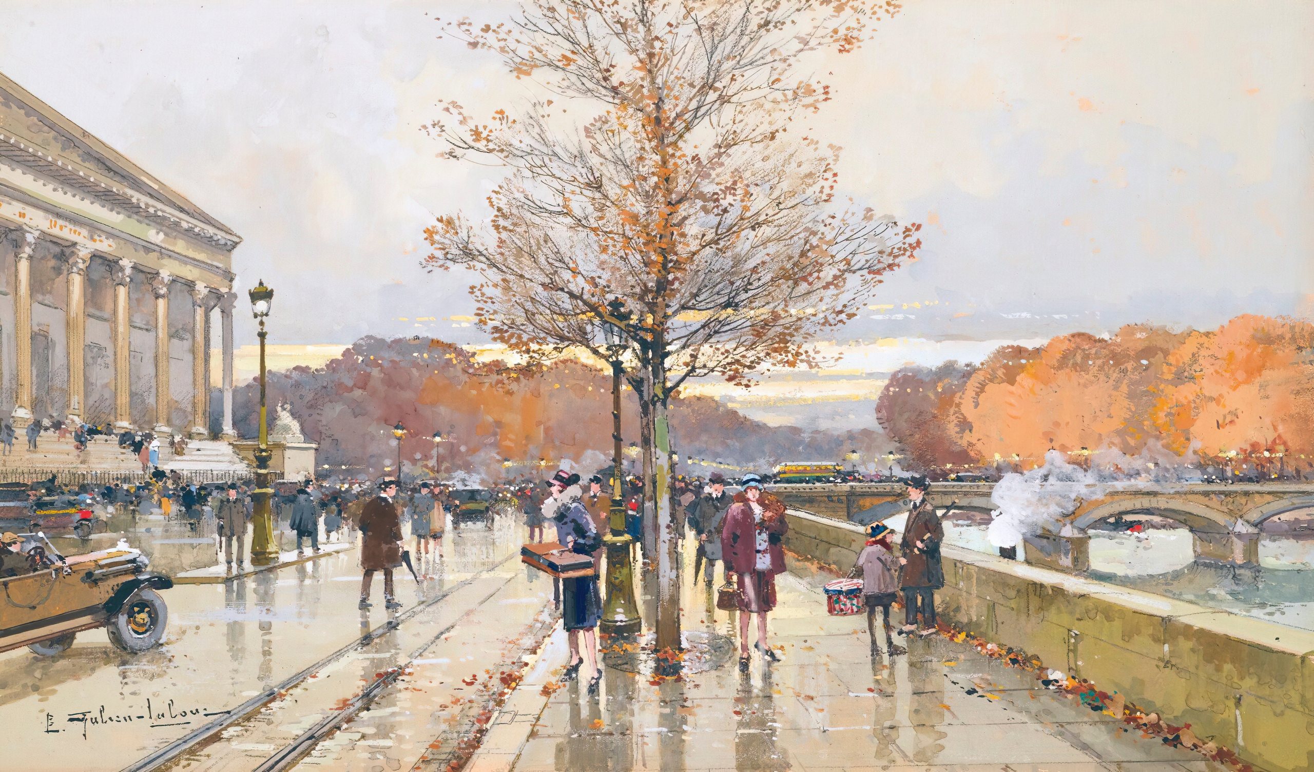 《国民议会和协和桥》（The National Assembly and the Concorde Bridge）｜欧仁·加利安-拉卢 Eugène Galien-Laloue｜不明