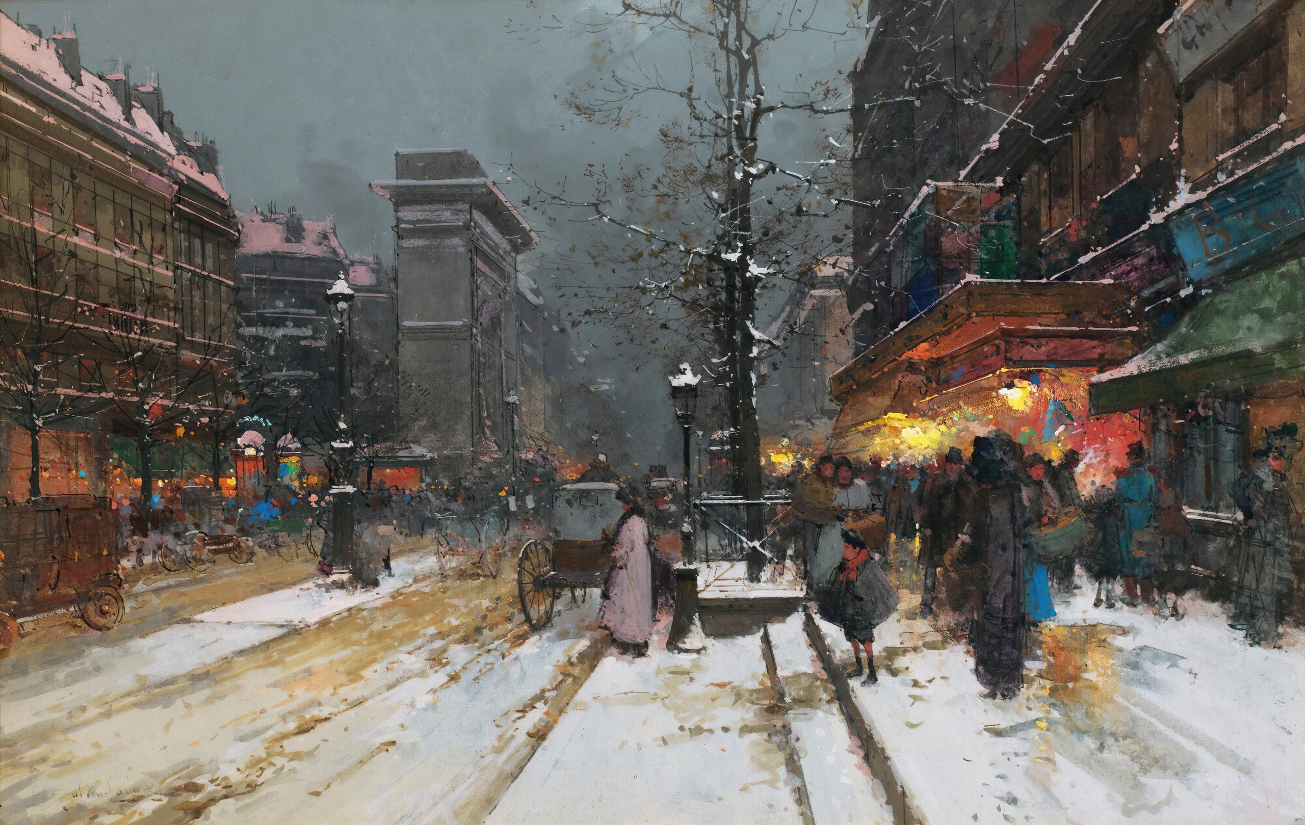 《巴黎圣但尼门》（Porte Saint-Denis, Paris）｜欧仁·加利安-拉卢 Eugène Galien-Laloue｜不明
