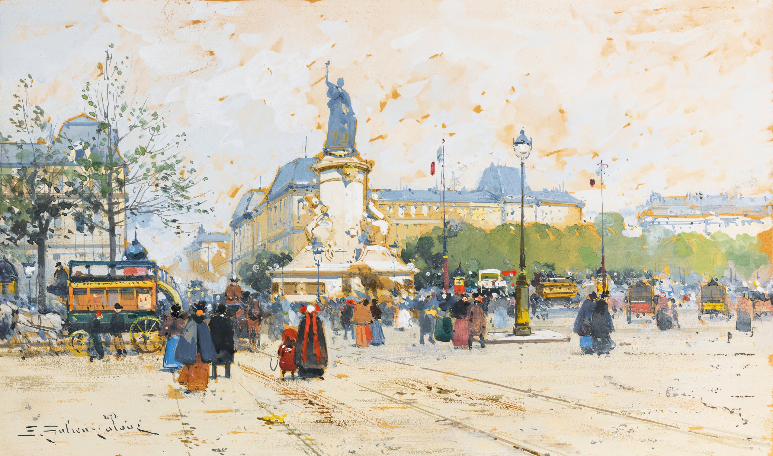 《共和广场》（Republic Square）｜欧仁·加利安-拉卢 Eugène Galien-Laloue｜不明
