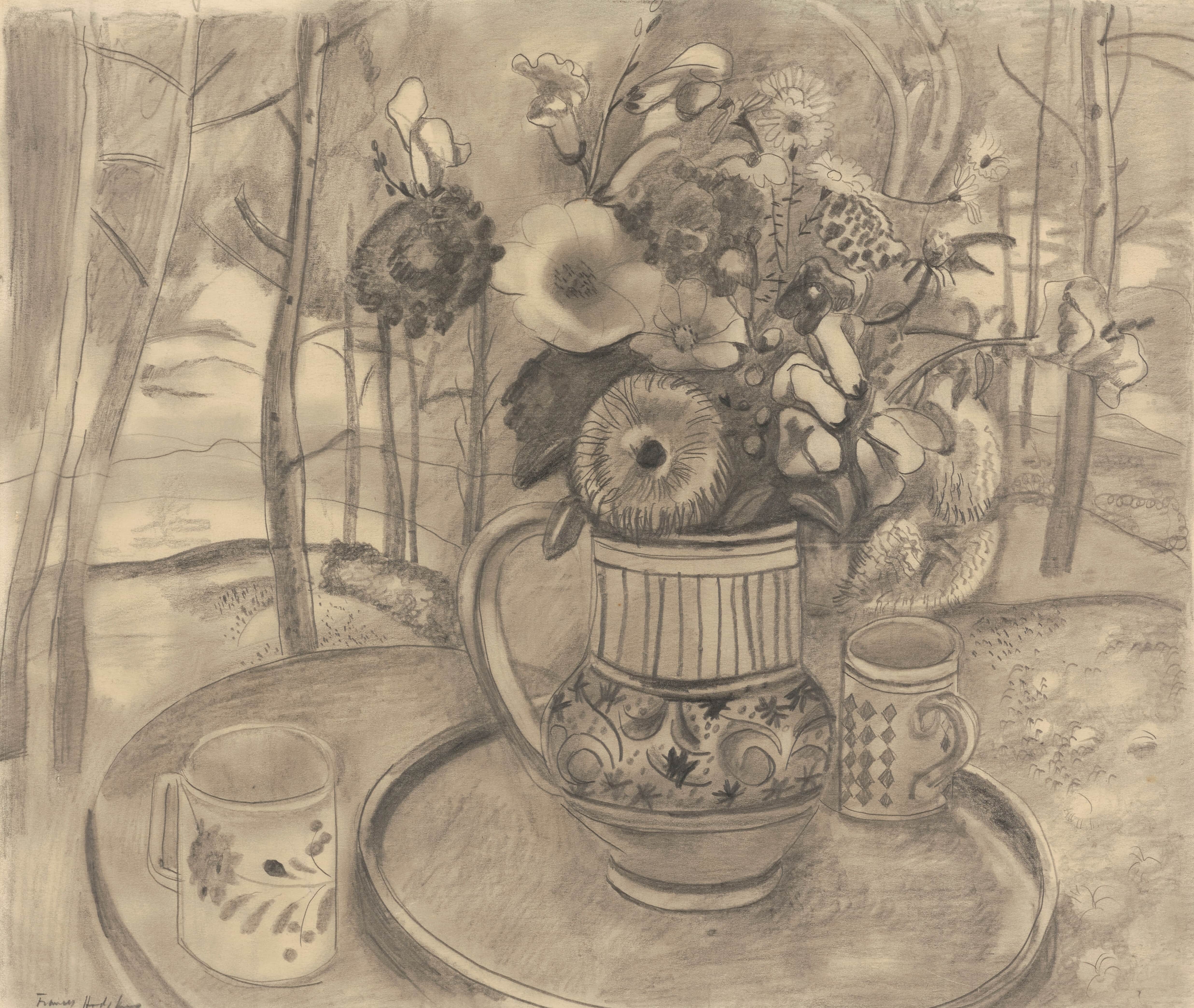 《一壶鲜花》（Jug of flowers）｜弗朗西丝·霍奇金斯 Frances Hodgkins｜1929