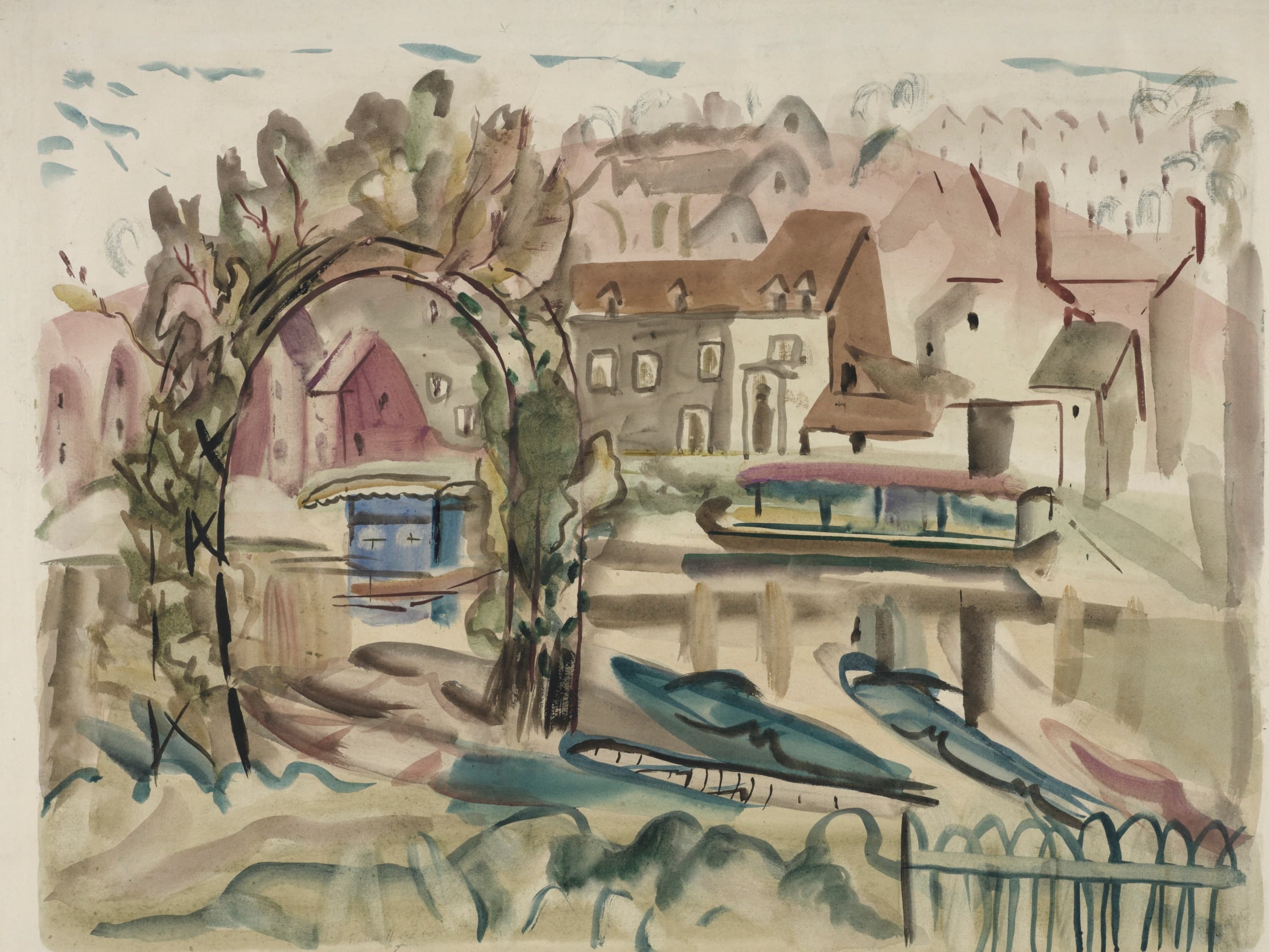 《塞文河畔》（On the River Severn）｜弗朗西丝·霍奇金斯 Frances Hodgkins｜1932