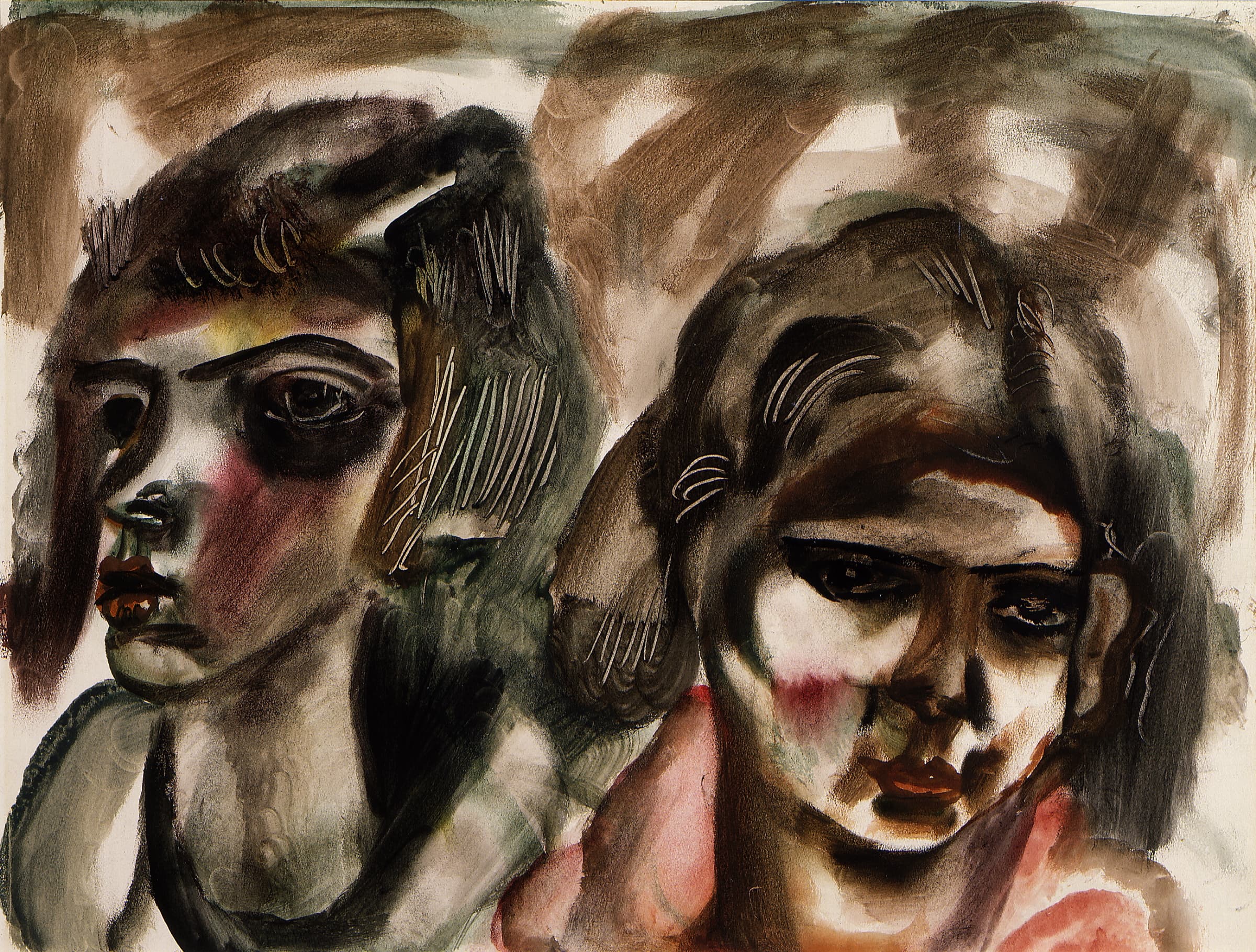 《两个头》（Two heads）｜弗朗西丝·霍奇金斯 Frances Hodgkins｜约1935 -1934