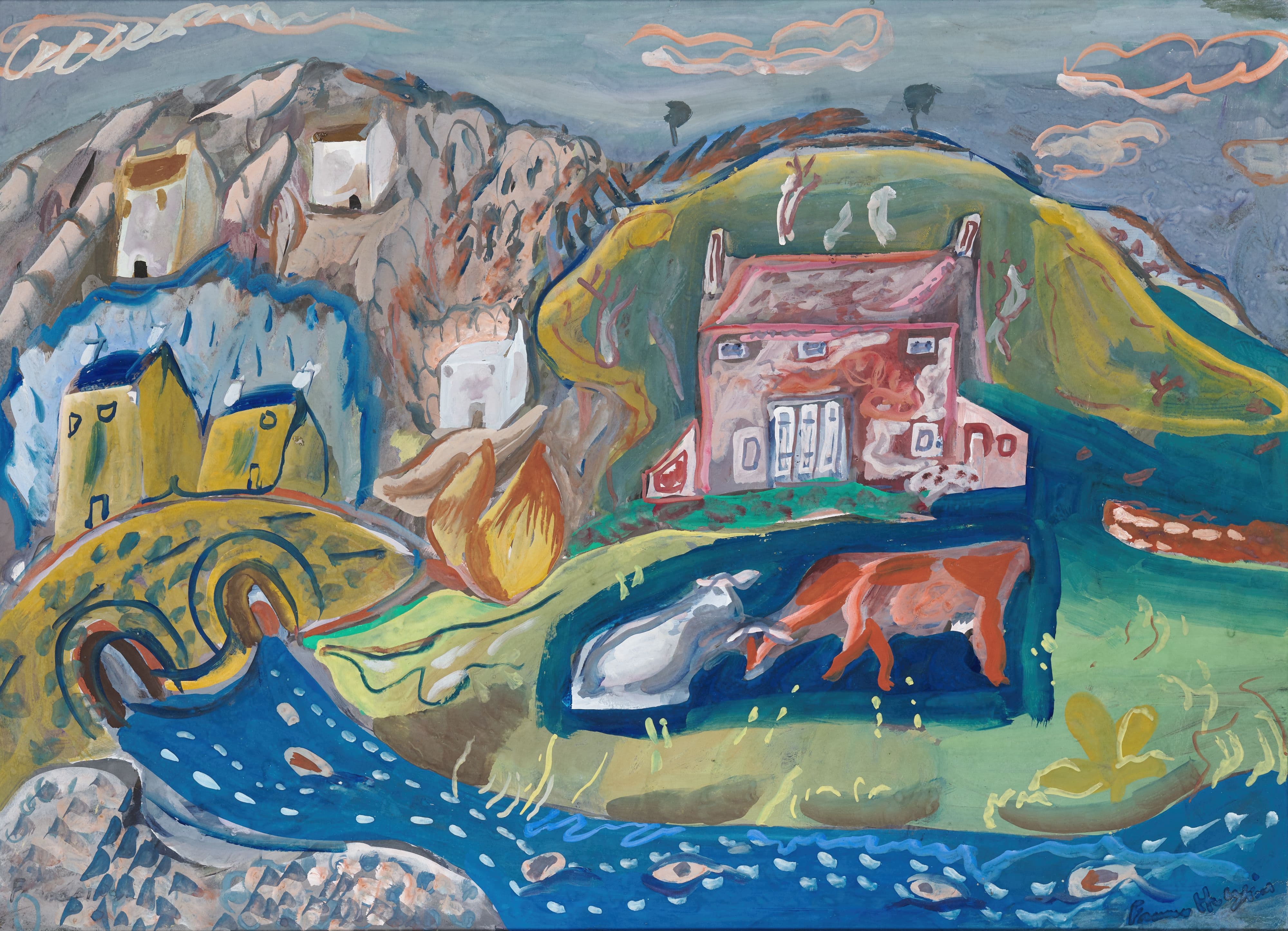《Solva（彭布罗克郡的渔村）》（Solva (Fishing Village in Pembrokeshire)）｜弗朗西丝·霍奇金斯 Frances Hodgkins｜1936