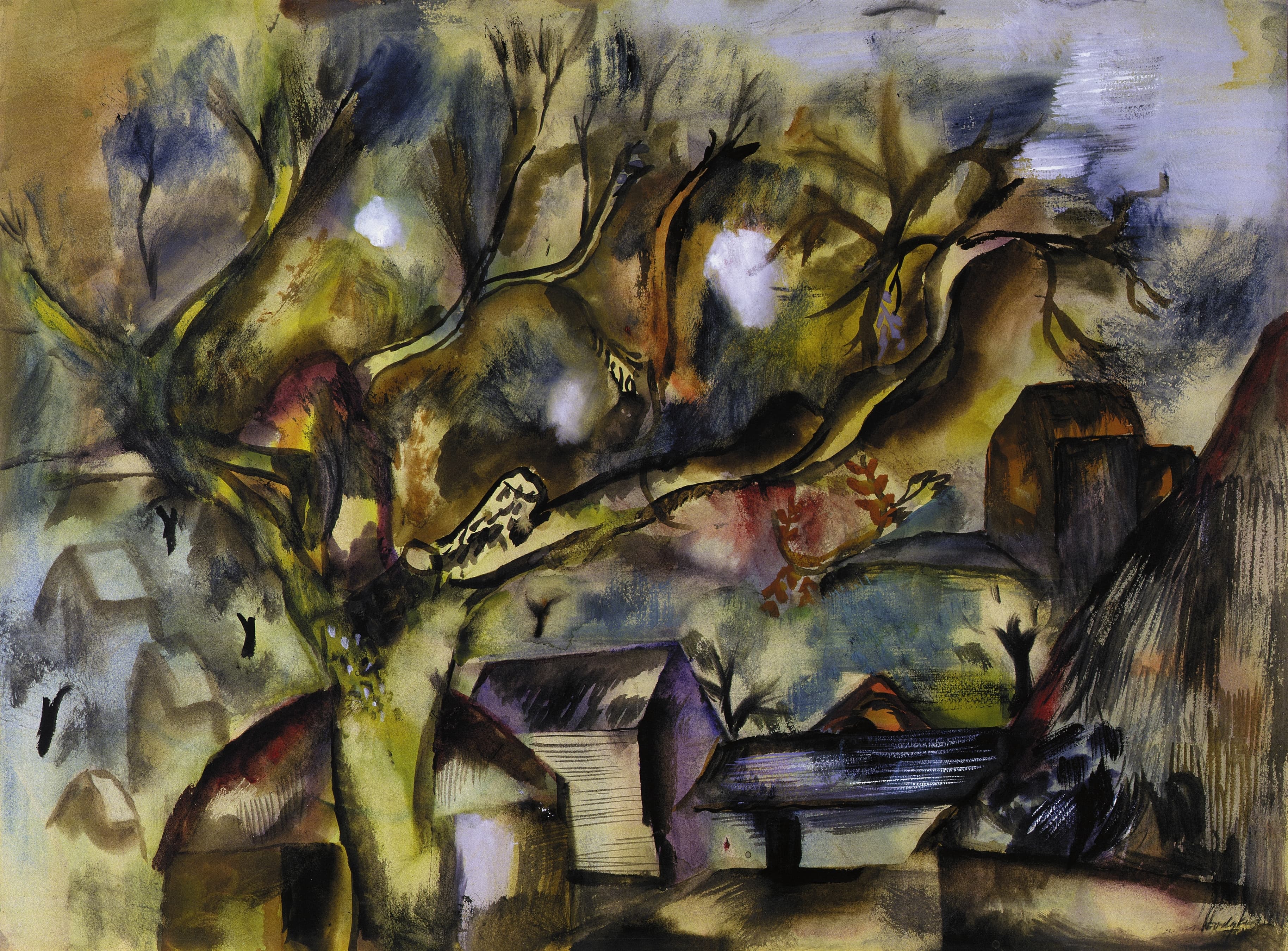 《农场作品，傍晚》（Farm piece, evening）｜弗朗西丝·霍奇金斯 Frances Hodgkins｜1936