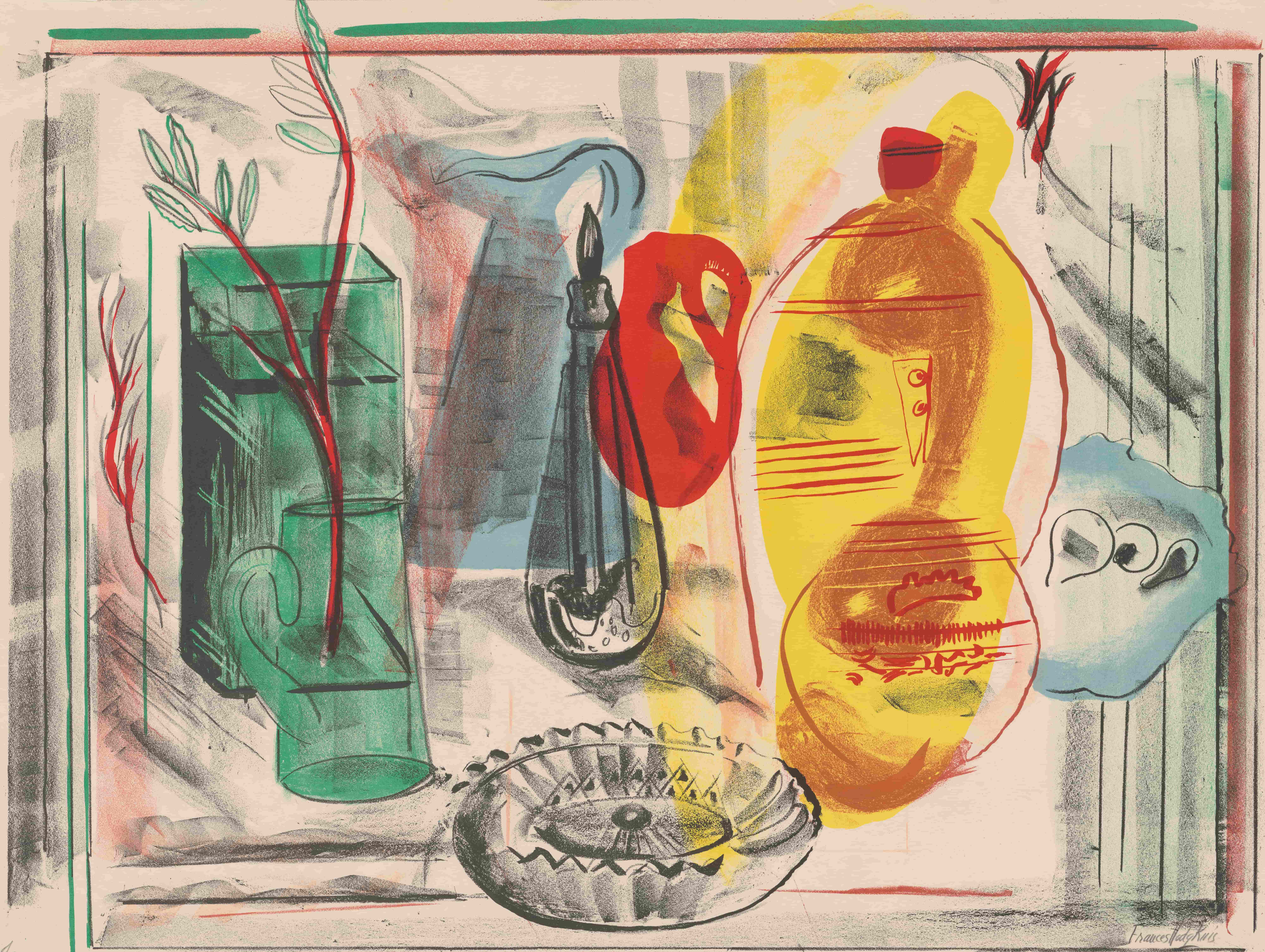 《壶的排列》（Arrangement of jugs）｜弗朗西丝·霍奇金斯 Frances Hodgkins｜1938