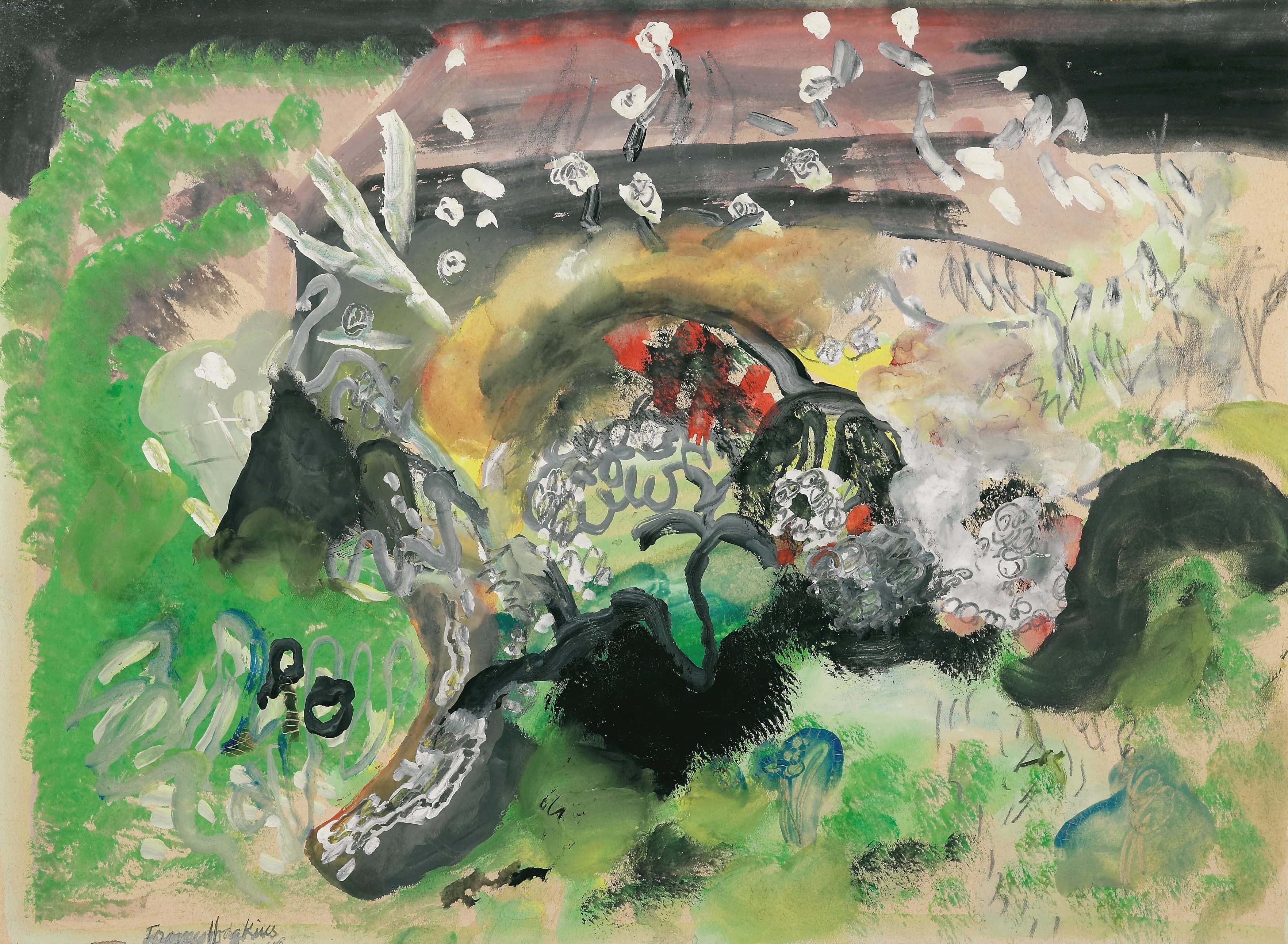 《小伍尔加斯顿的春天》（Spring at Little Woolgarston）｜弗朗西丝·霍奇金斯 Frances Hodgkins｜1946