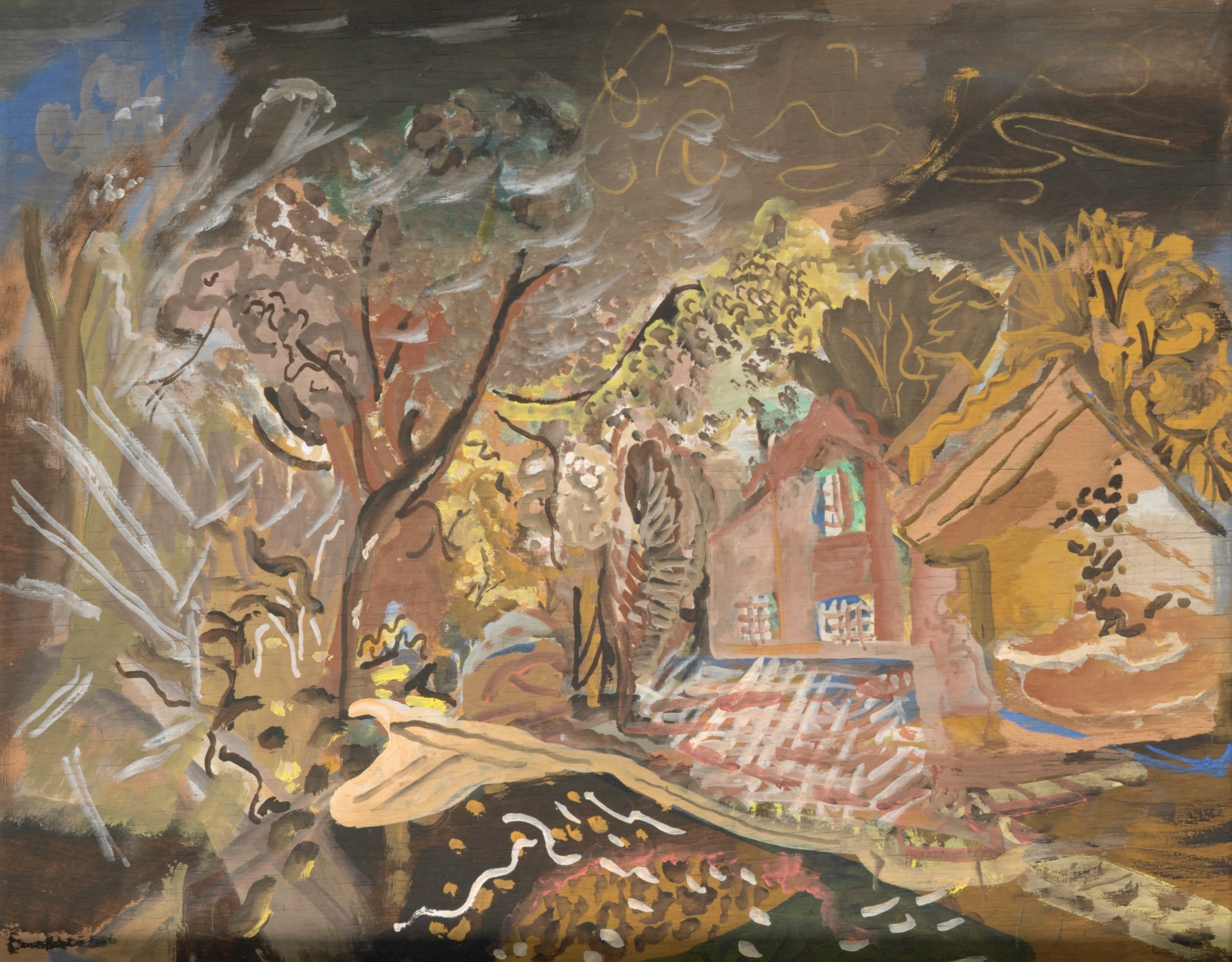 《The Croft House, Bradford on Tone, 汤顿, 萨默塞特》（The Croft House, Bradford on Tone, Taunton, Somerset）｜弗朗西丝·霍奇金斯 Frances Hodgkins｜1946