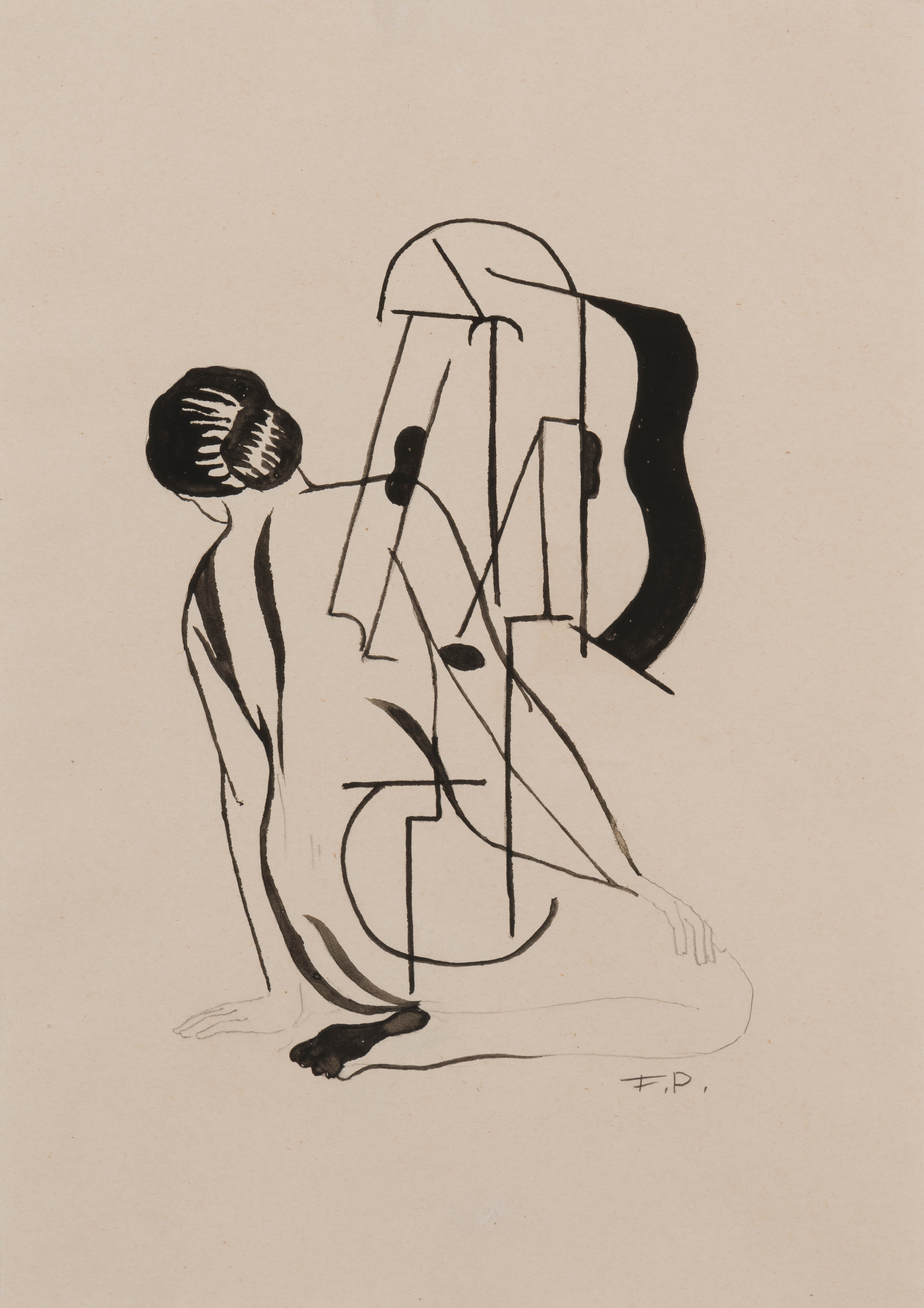 《吉他上的无题或裸体》（Untitled or Nude on Guitar）｜弗朗西斯·皮卡比亚 Francis Picabia｜约1922